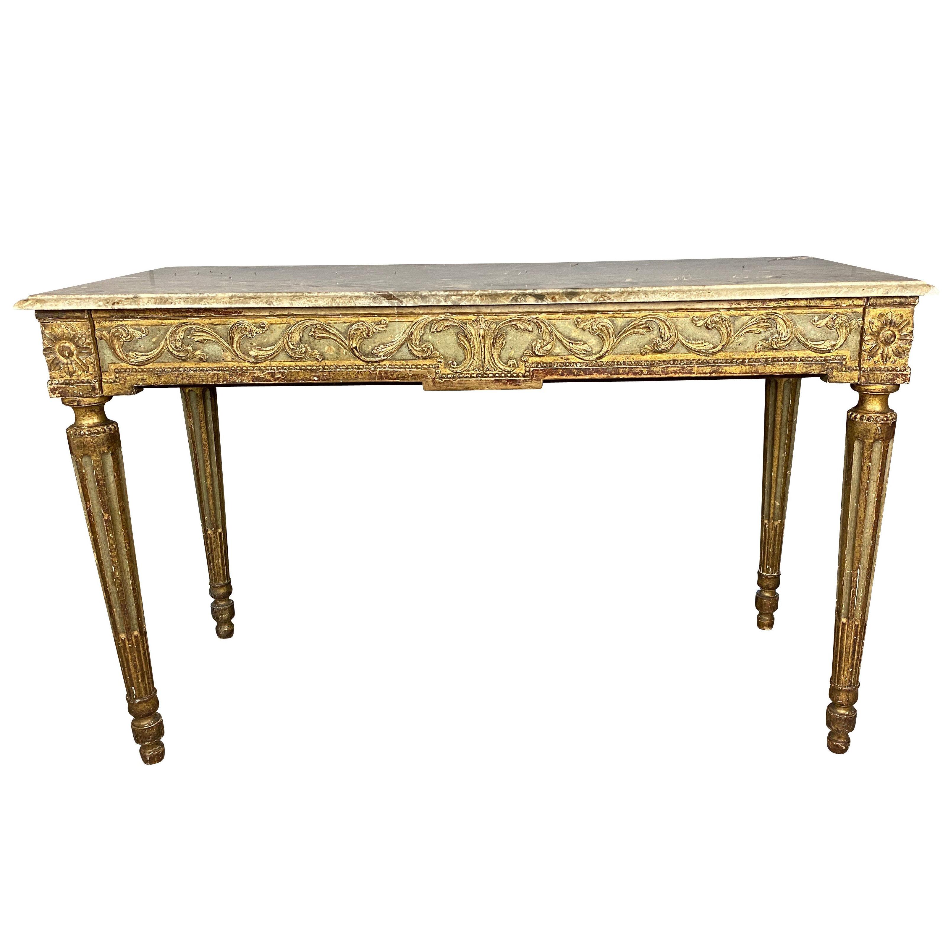 Louis XVI Style Giltwood and Painted Console Table