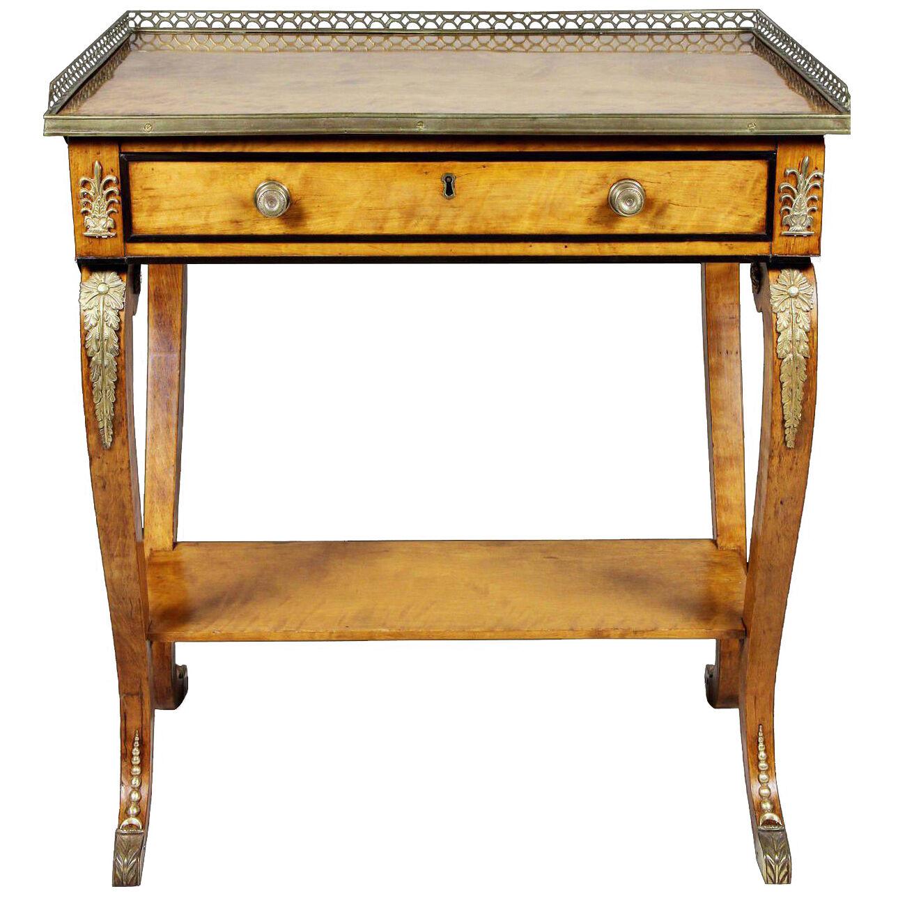 Regency Satinwood and Bronze-Mounted Small Writing Table