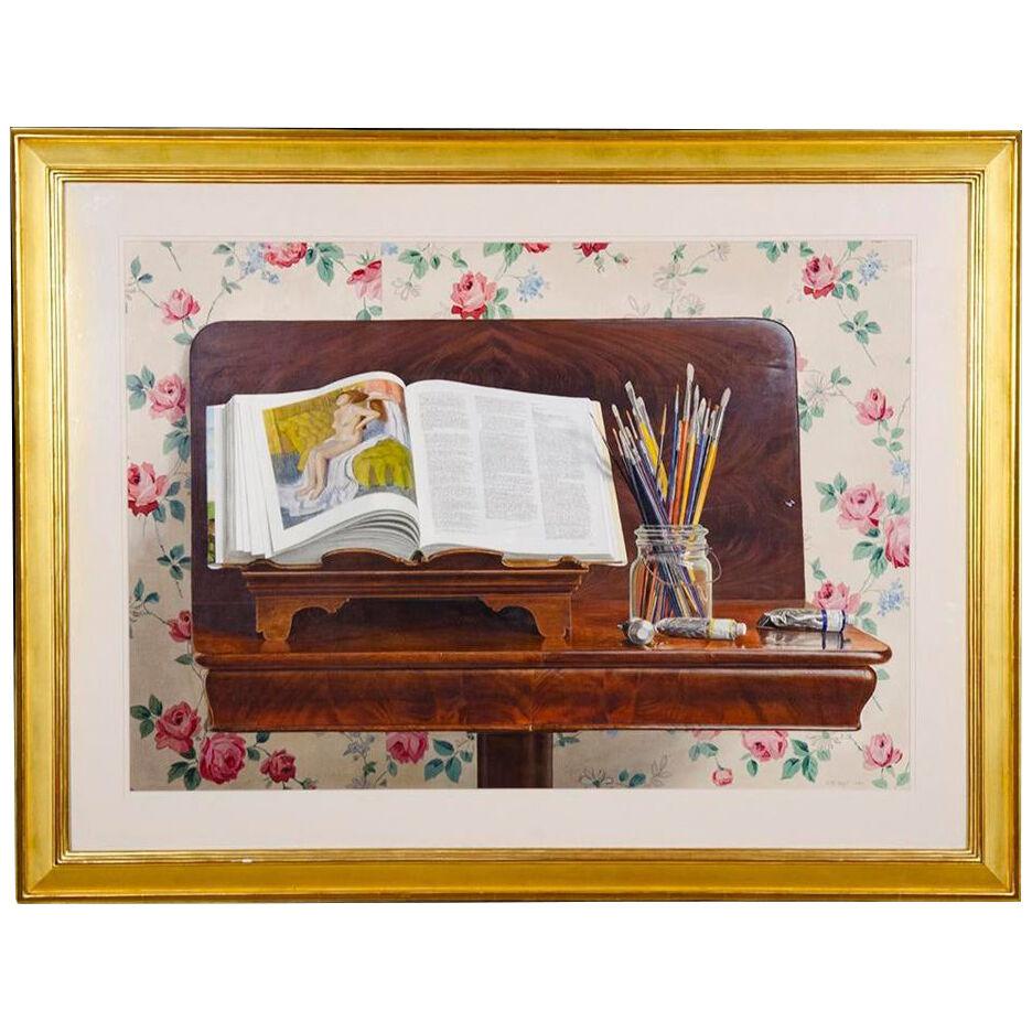 Framed Tromp l'Oeil Watercolor by William B. Hoyt