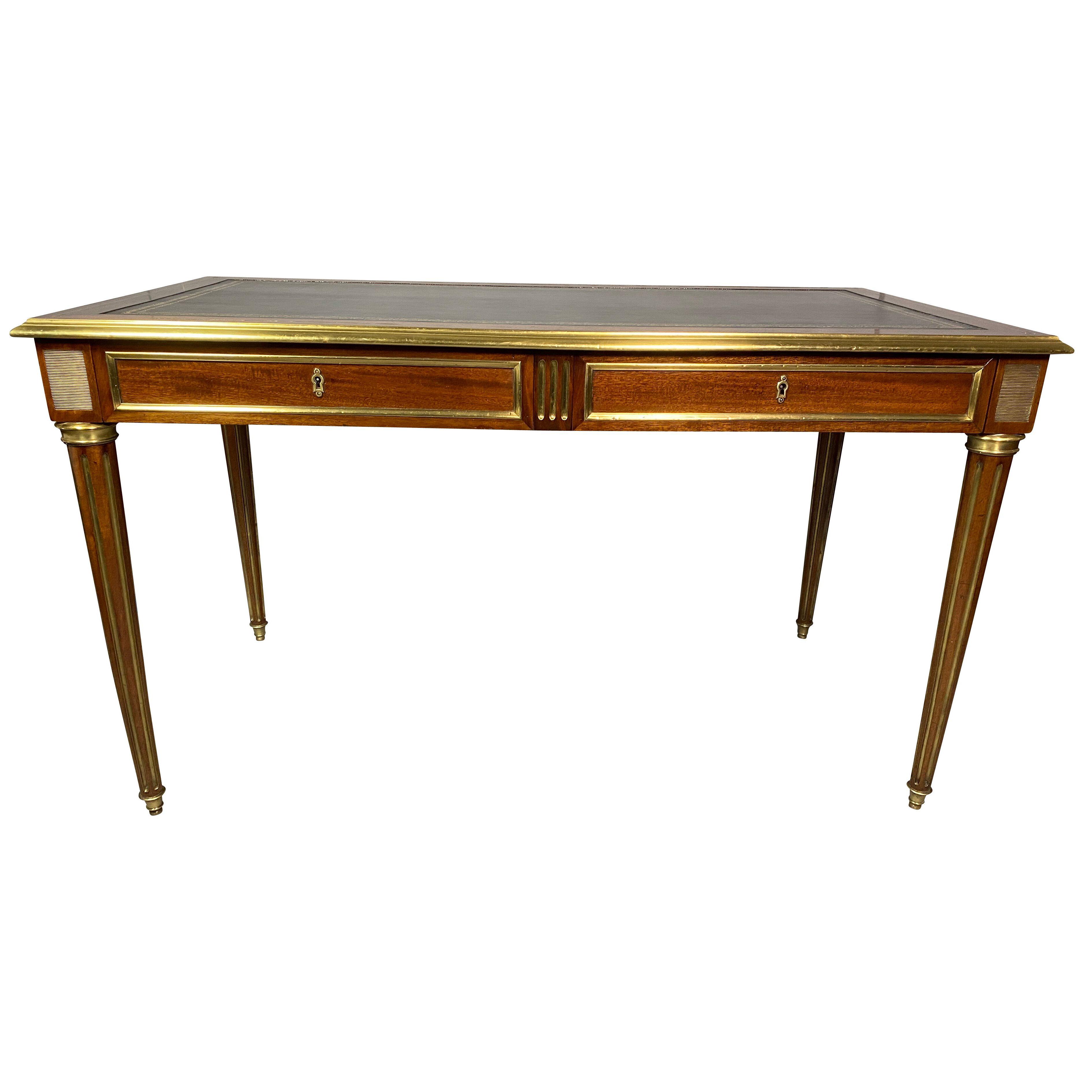 Directoire Style Mahogany and Brass Inlaid Writing Table