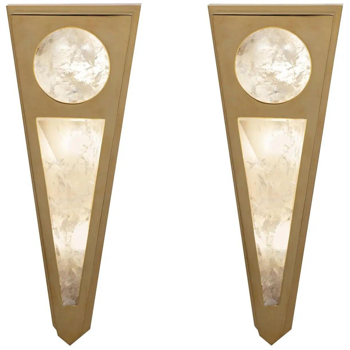 Rock Crystal Gold Wall Light Moon Model II by Alexandre Vossion