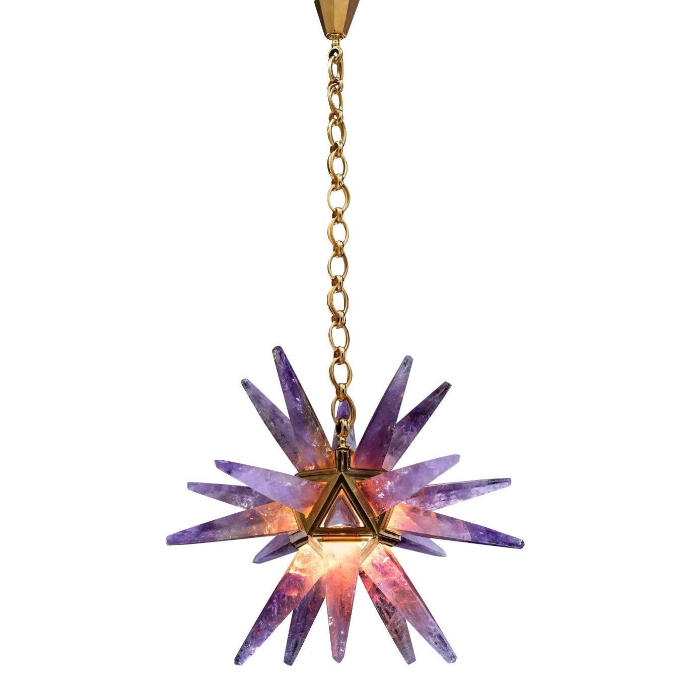 Amethyst Star III Chandelier, Gold Edition by Alexandre Vossion