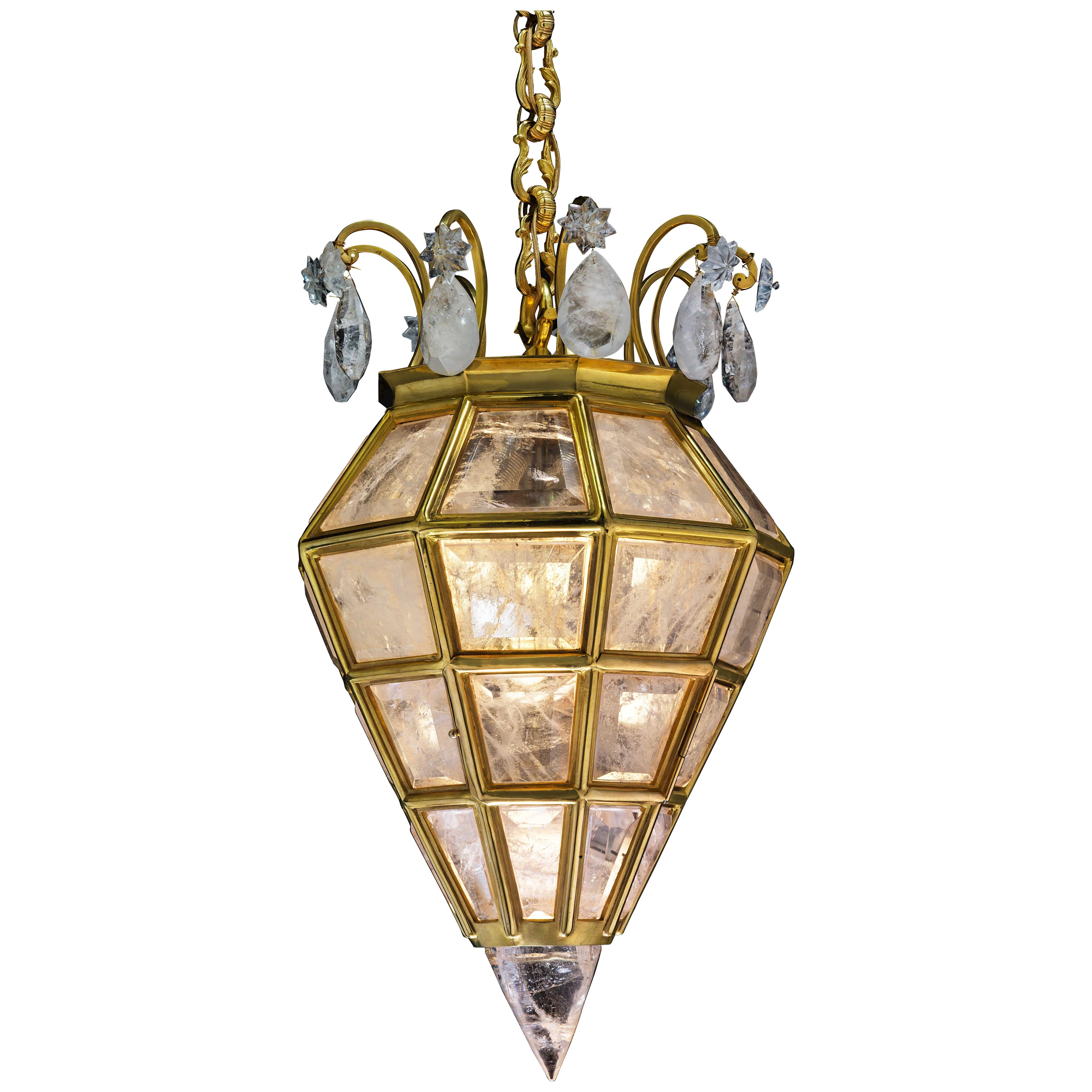 Rock Crystal Chandelier, Lantern Diamond Model by Alexandre VOSSION