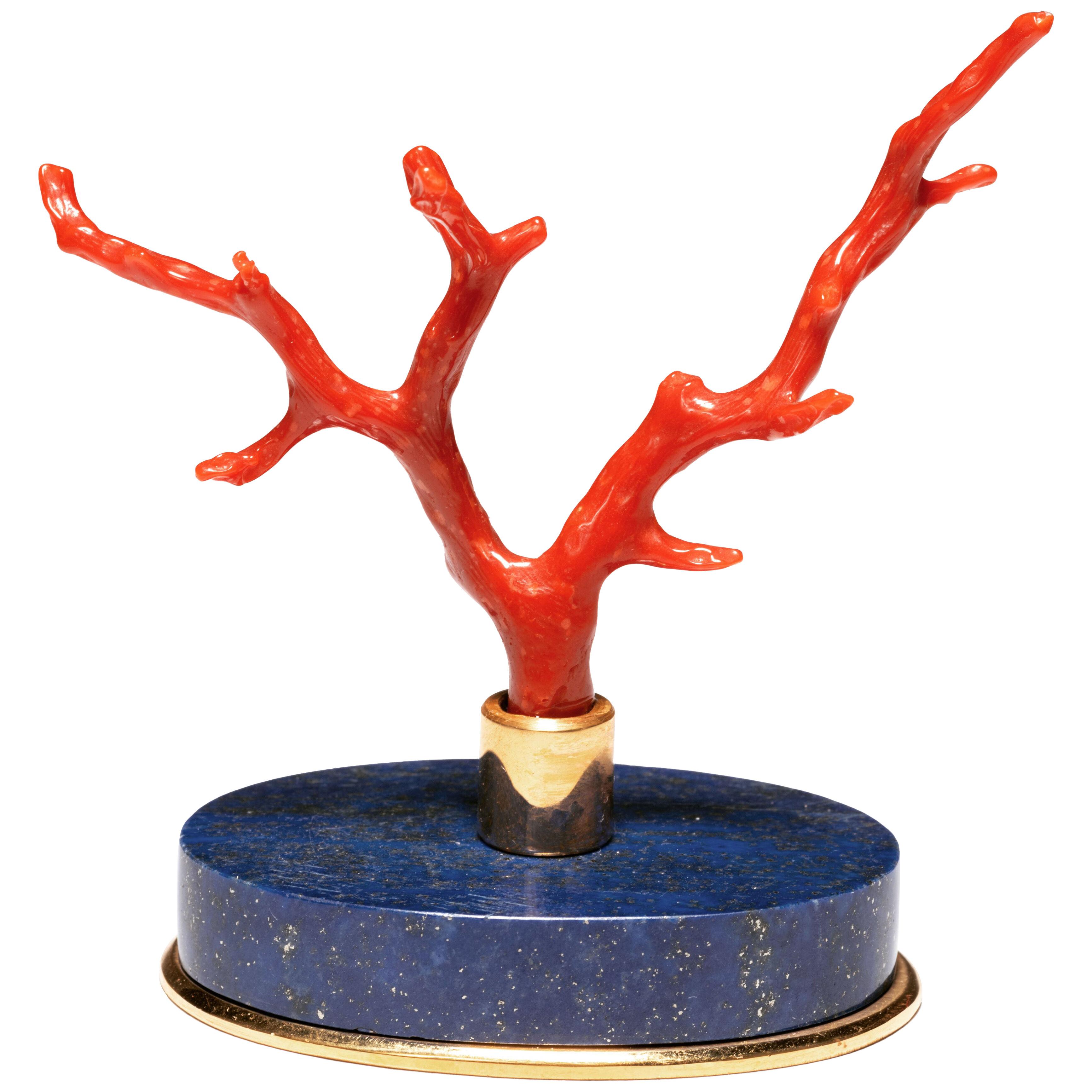 Lapis Lazuli Base and Mediterranean Coral Branch by Alexandre Vossion