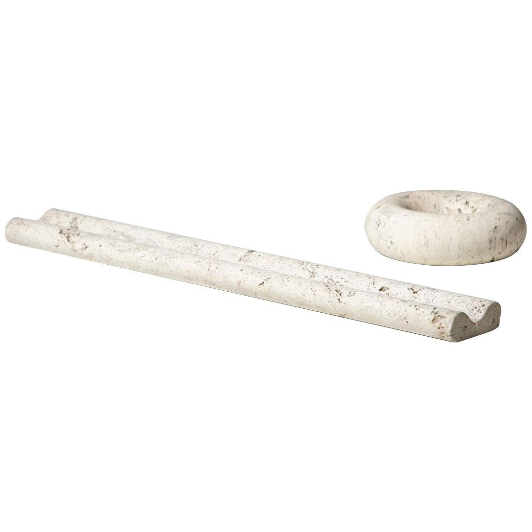 Pair of Travertine Desk Pieces by De Rosa and Giusti for Up&Up