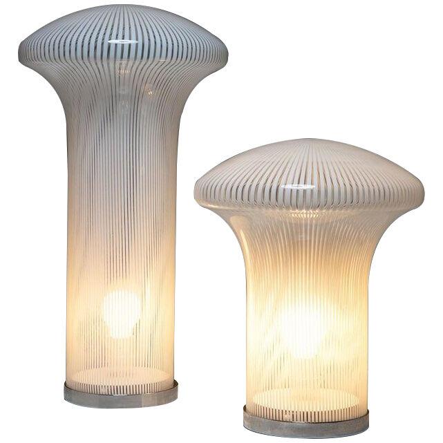 Set of Two "Boletus" Table Lamps by Mario Ticcò for Venini