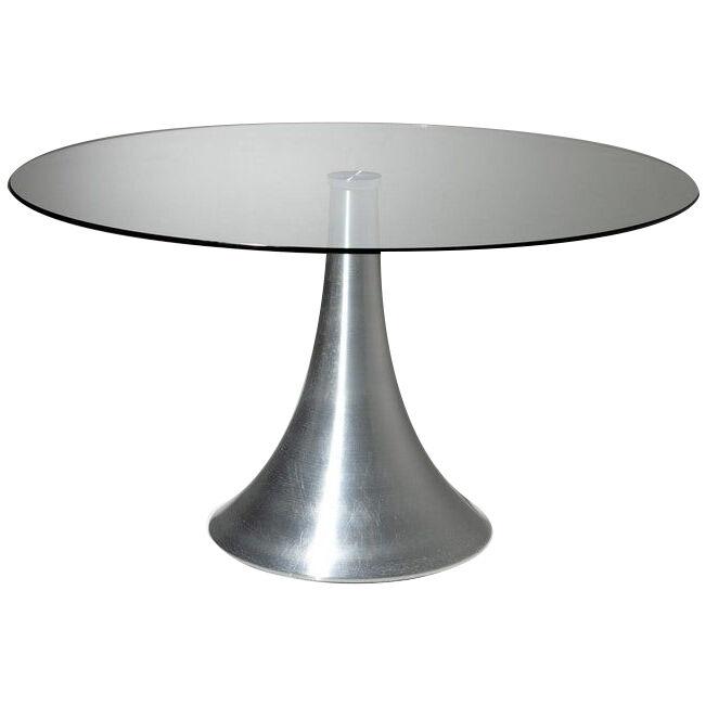 Glass and Aluminum Table attributed to Mangiarotti for Baleri
