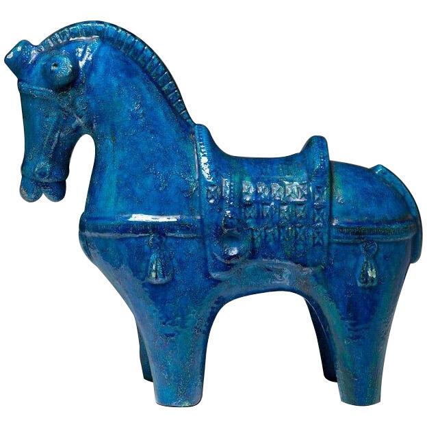 Rimini Blu Ceramic Horse by Aldo Londi for Bitossi