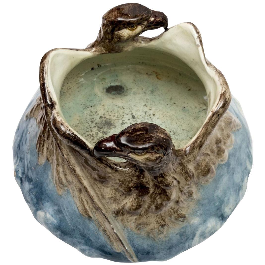 Jérôme Massier Fils, Faience Planter Decorated with Eagles, circa 1900