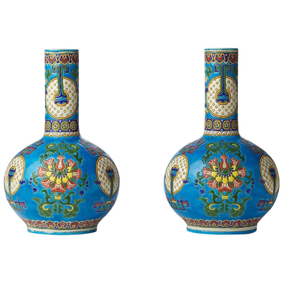 Manufacture Vieillard, pair of vases, end of the 19th century