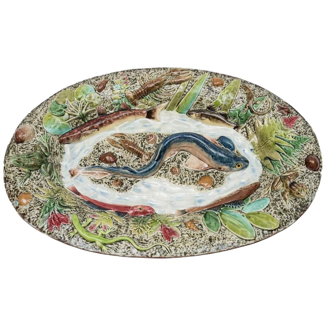 Palissy-Style Dish with a fish, Choisy-le-Roi, France, late 19th Century