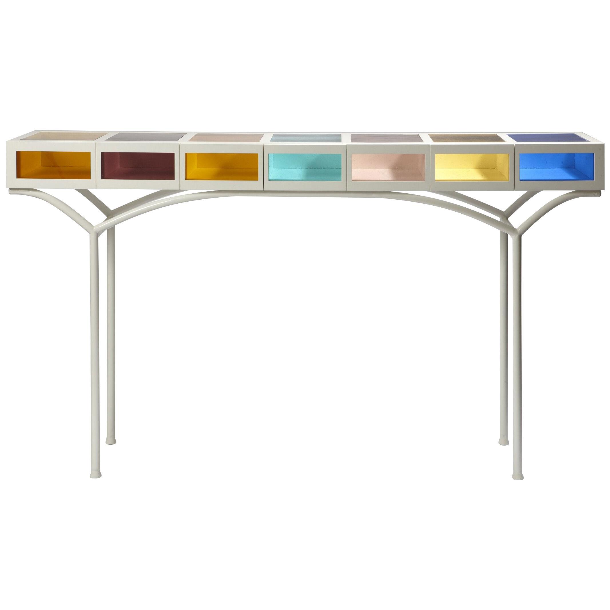 RAINBOW Console. Lacquered wood. Metal. Blown glass. Gaouste & Bonetti