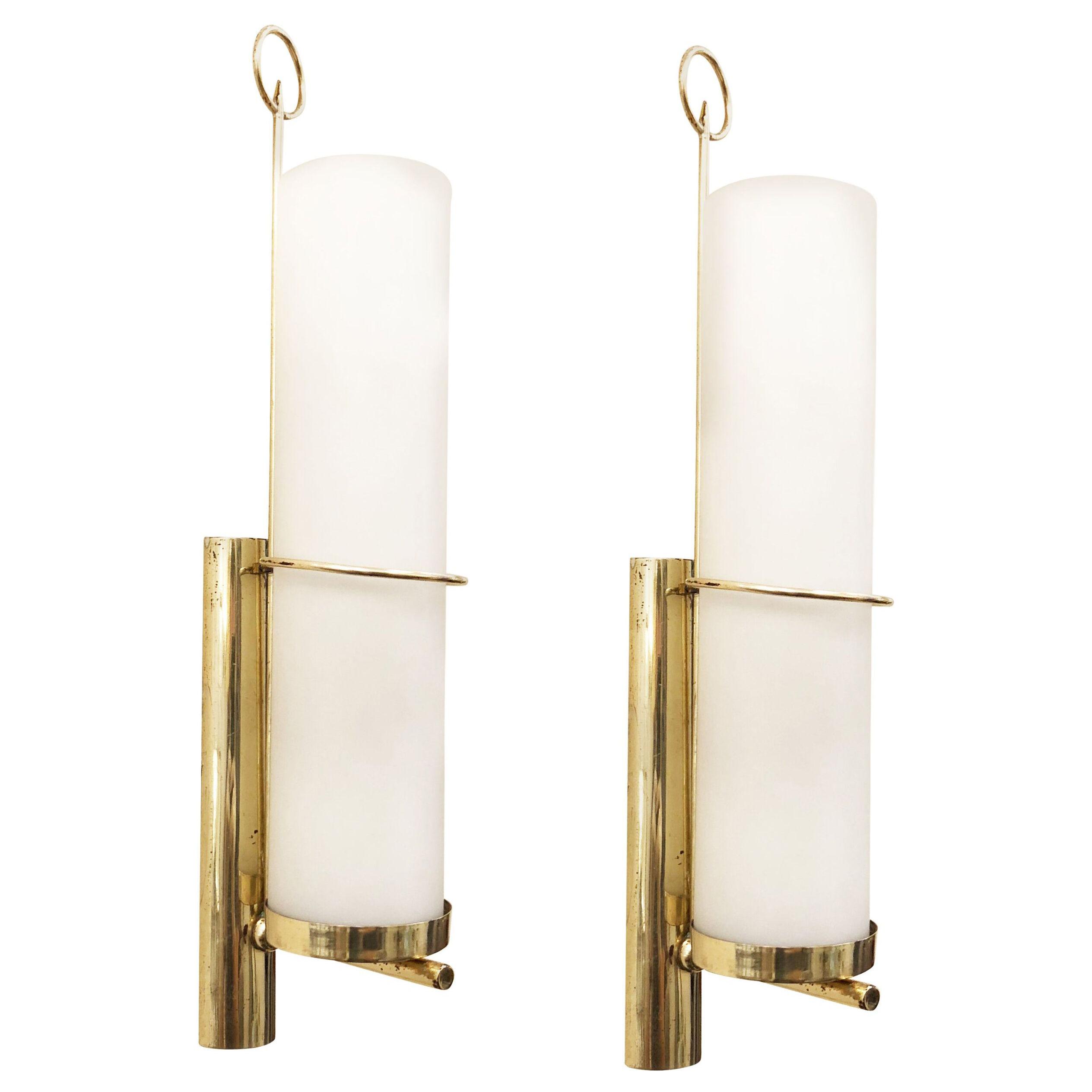 Pair of Cylindrical Midcentury Wall Lights