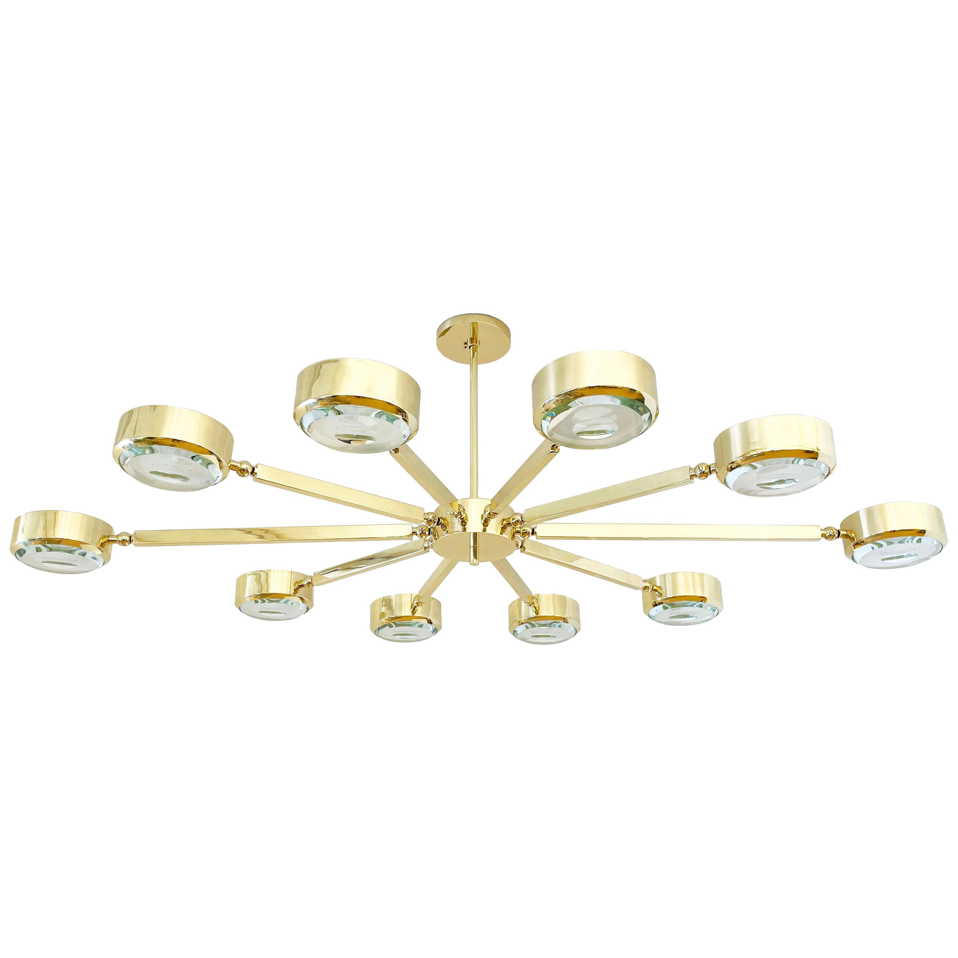 Oculus Articulating Ceiling Light by form A, Oval Version with Carved Glass