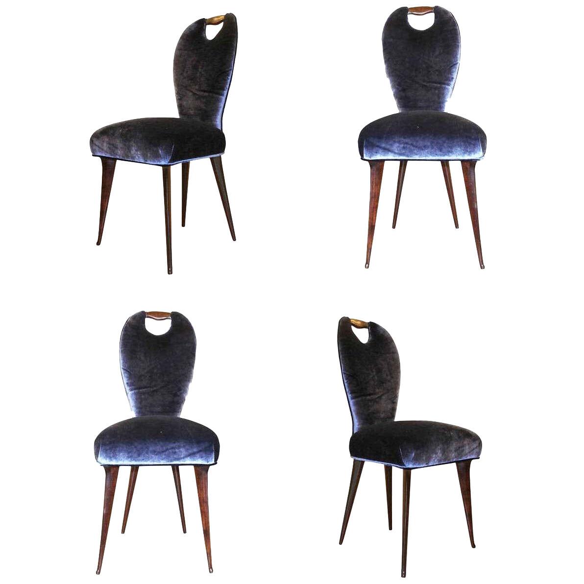Set of Four Elegant Chairs, Italy, 1960s
