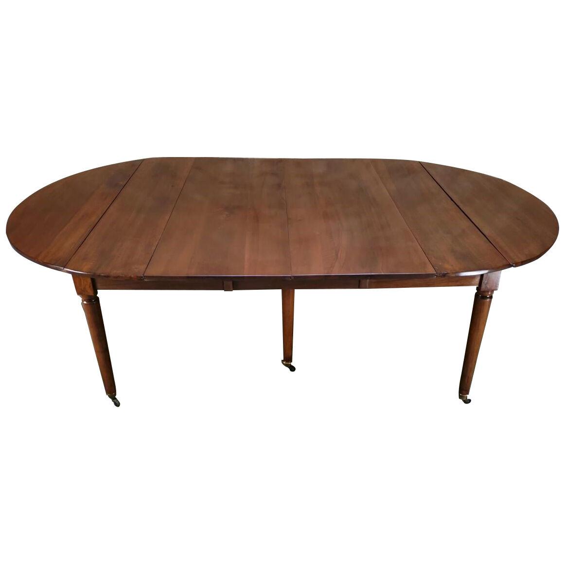 Circa 1760 Louis XVI Walnut Extension Dining Table with 3 leaves