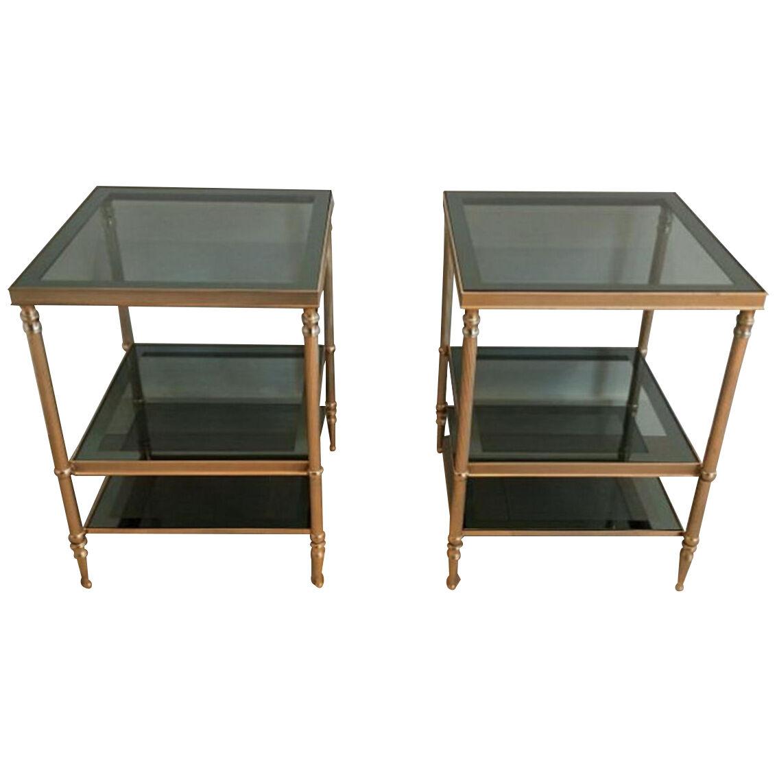 CIRCA 1940 Pair of Three Tiered Jansen Style Side Tables