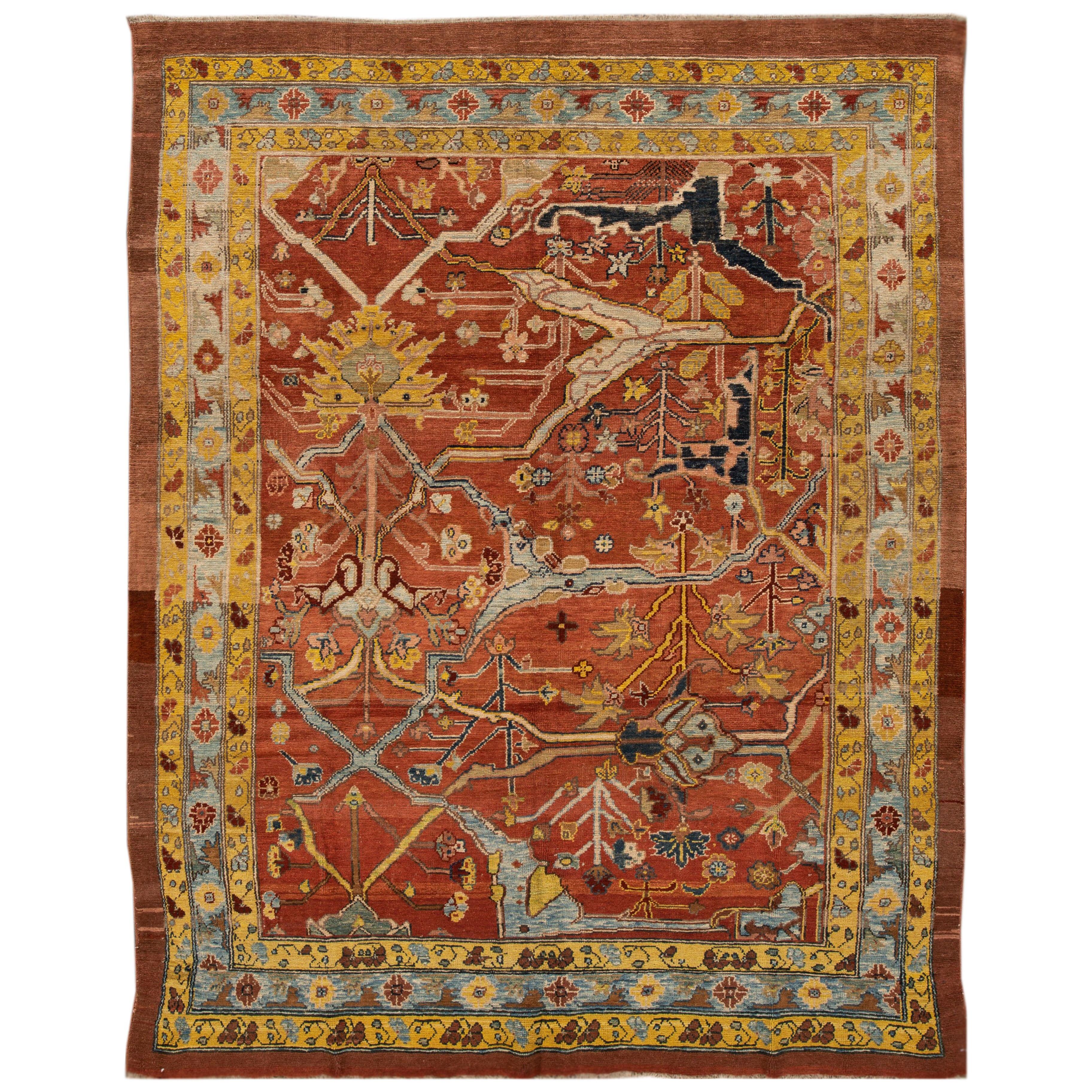 Rust Vintage Persian Tribal Bakshaish Wool Rug