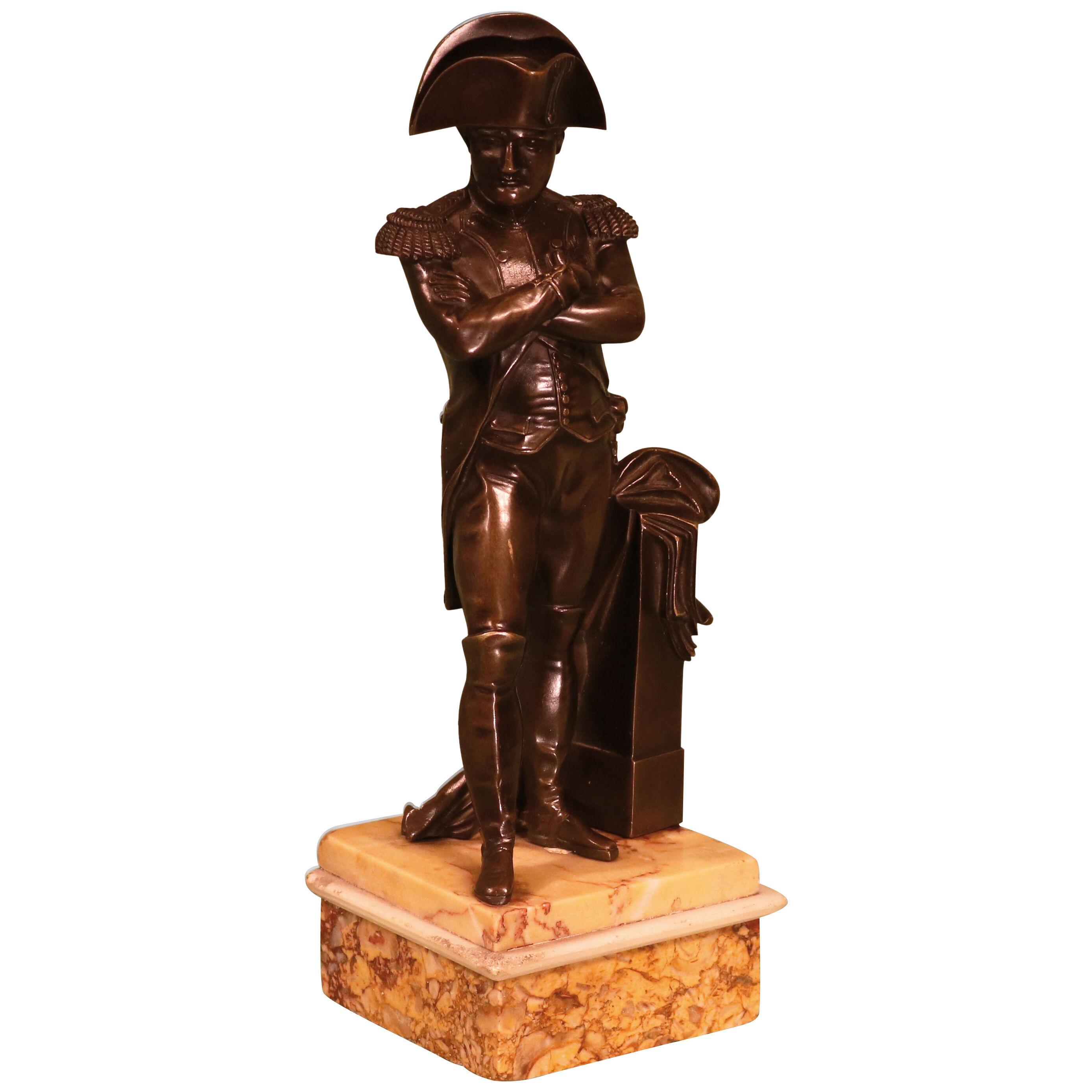 A 19th century French bronze of Napoleon on a Sienna marble base