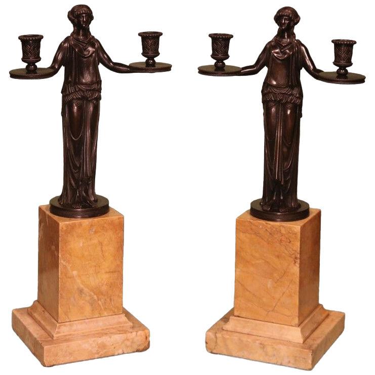 A pair of 19th Century 2-light Candelabra in the manner of Thomas Hope.