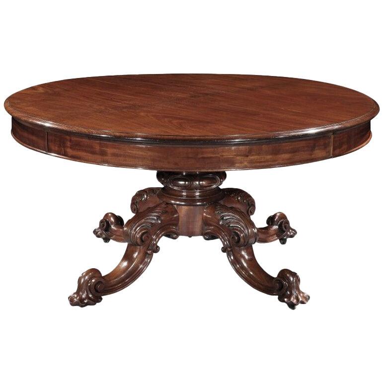 An impressive mid 19th century figured mahogany circular Dining Table.	