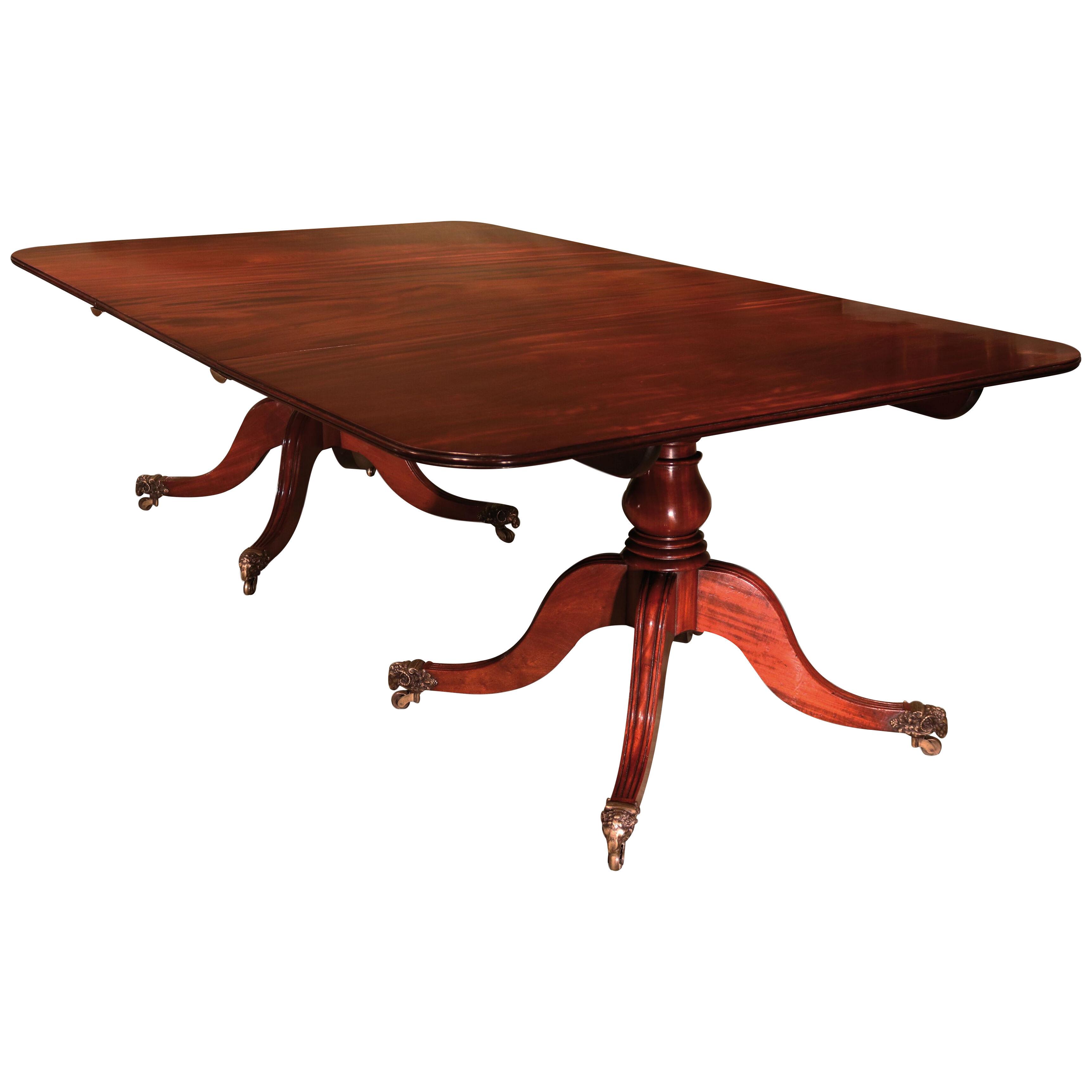 A Regency period mahogany two pillar dining room table