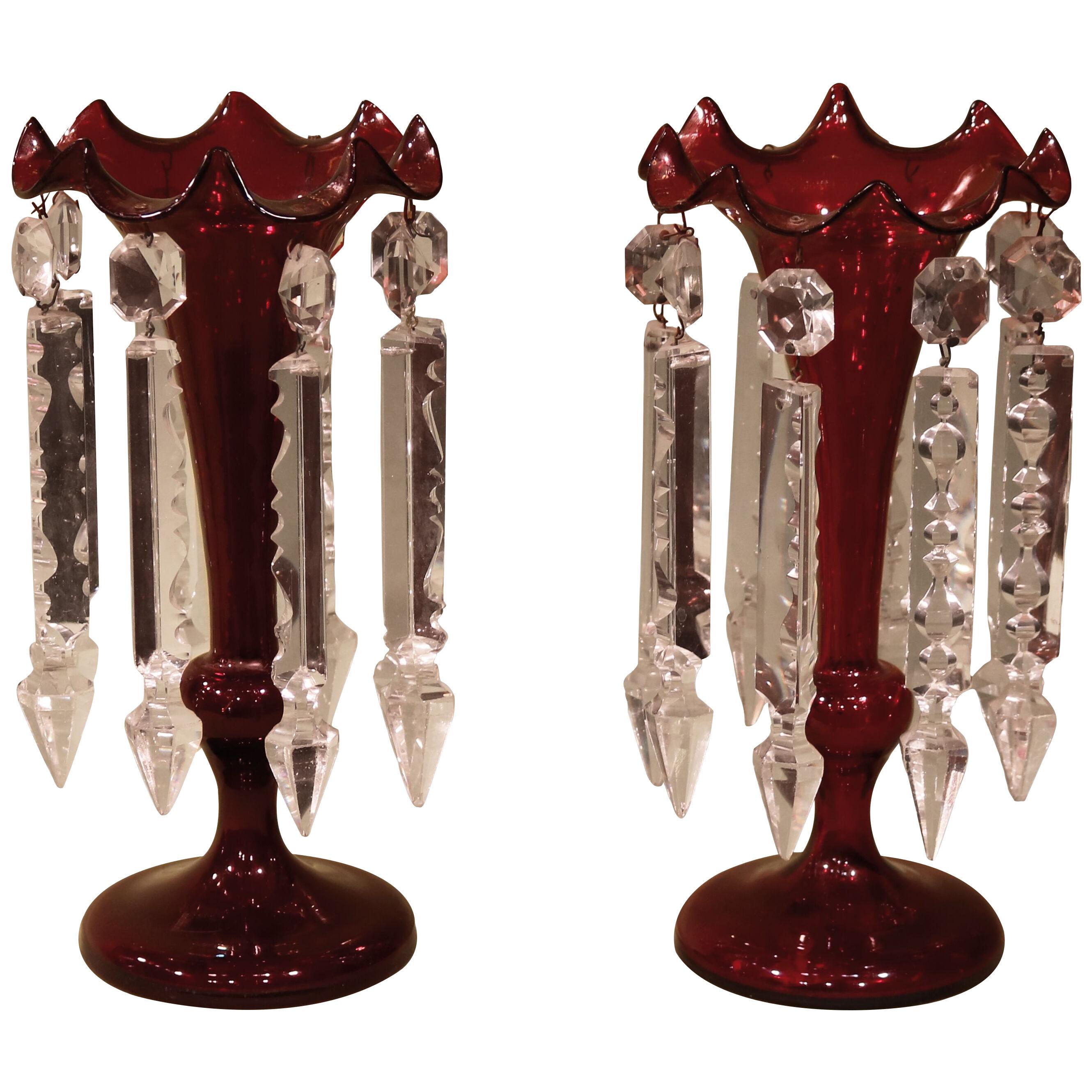 A Pair of mid 19th century Cranbury Glass Lustres
