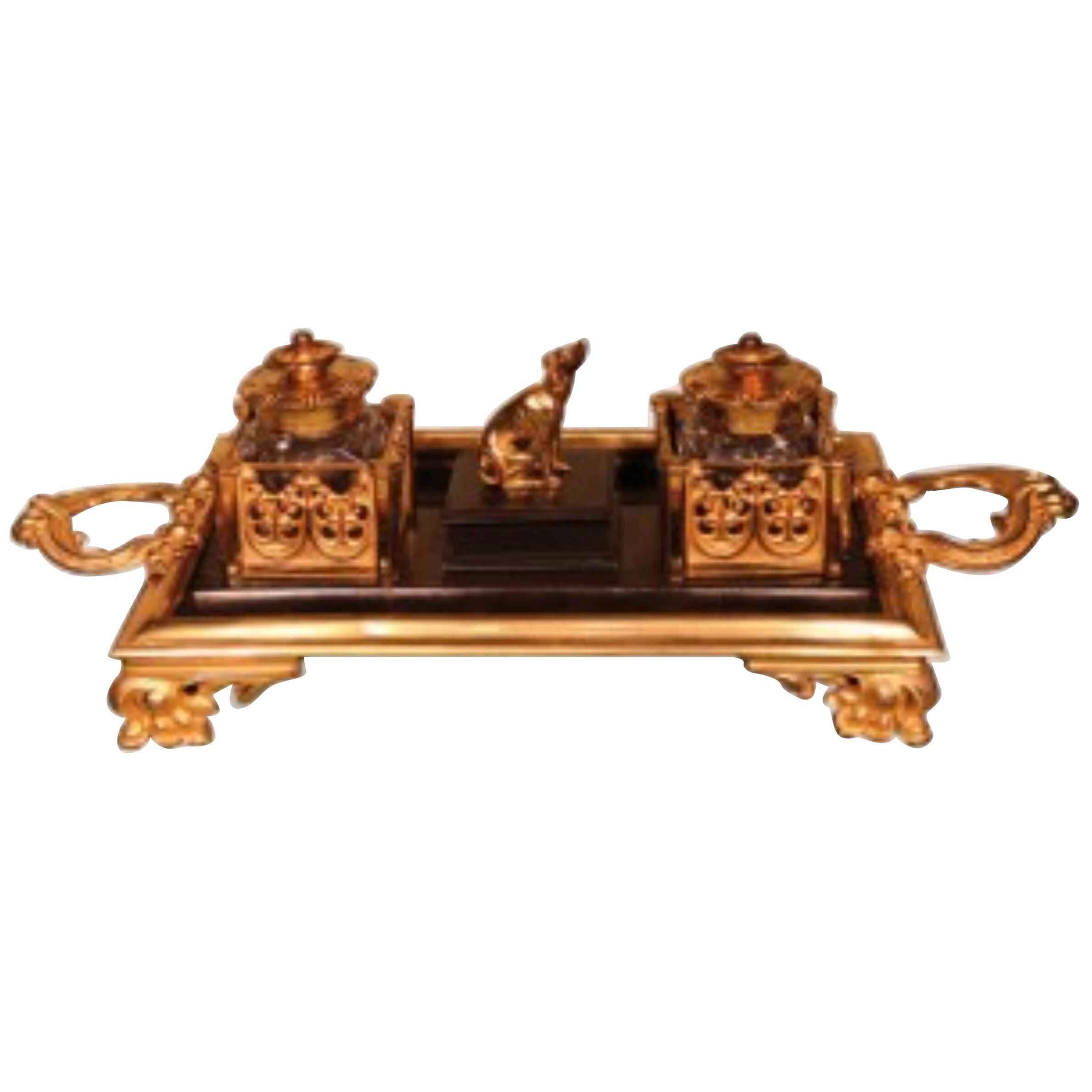 A large 19th century bronze and ormolu Pen-tray
