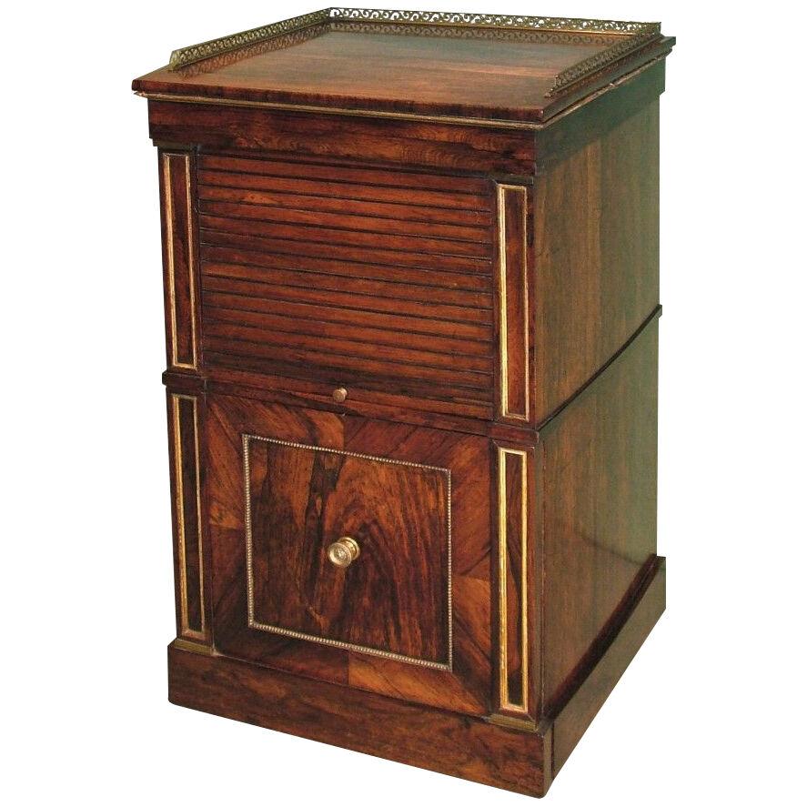 19th Century rosewood tambour Bedside Cabinet