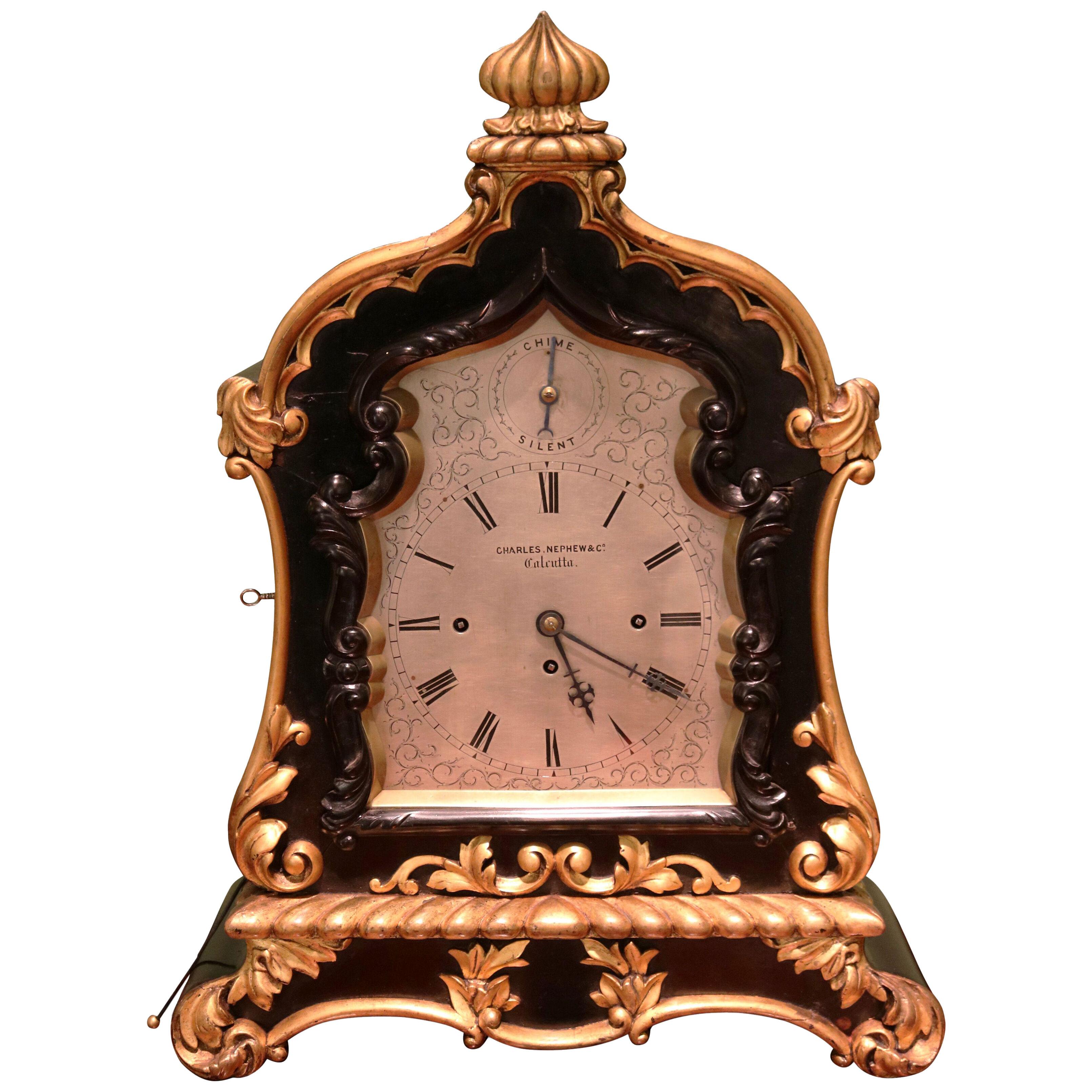 A mid 19th century striking bracket clock by Charles, Nephew & Co Calcutta