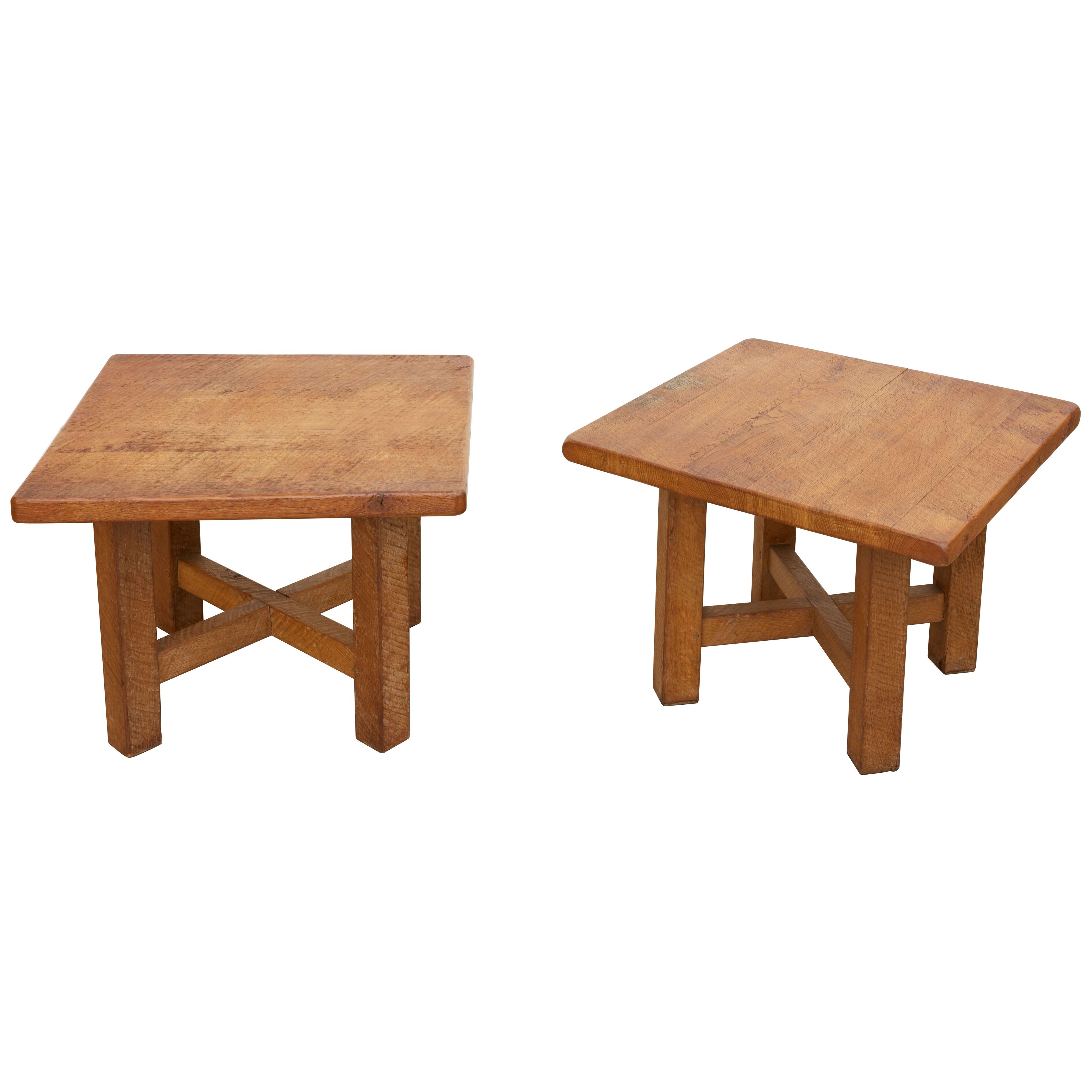 Hand Planed White Oak Brutalist Side Tables