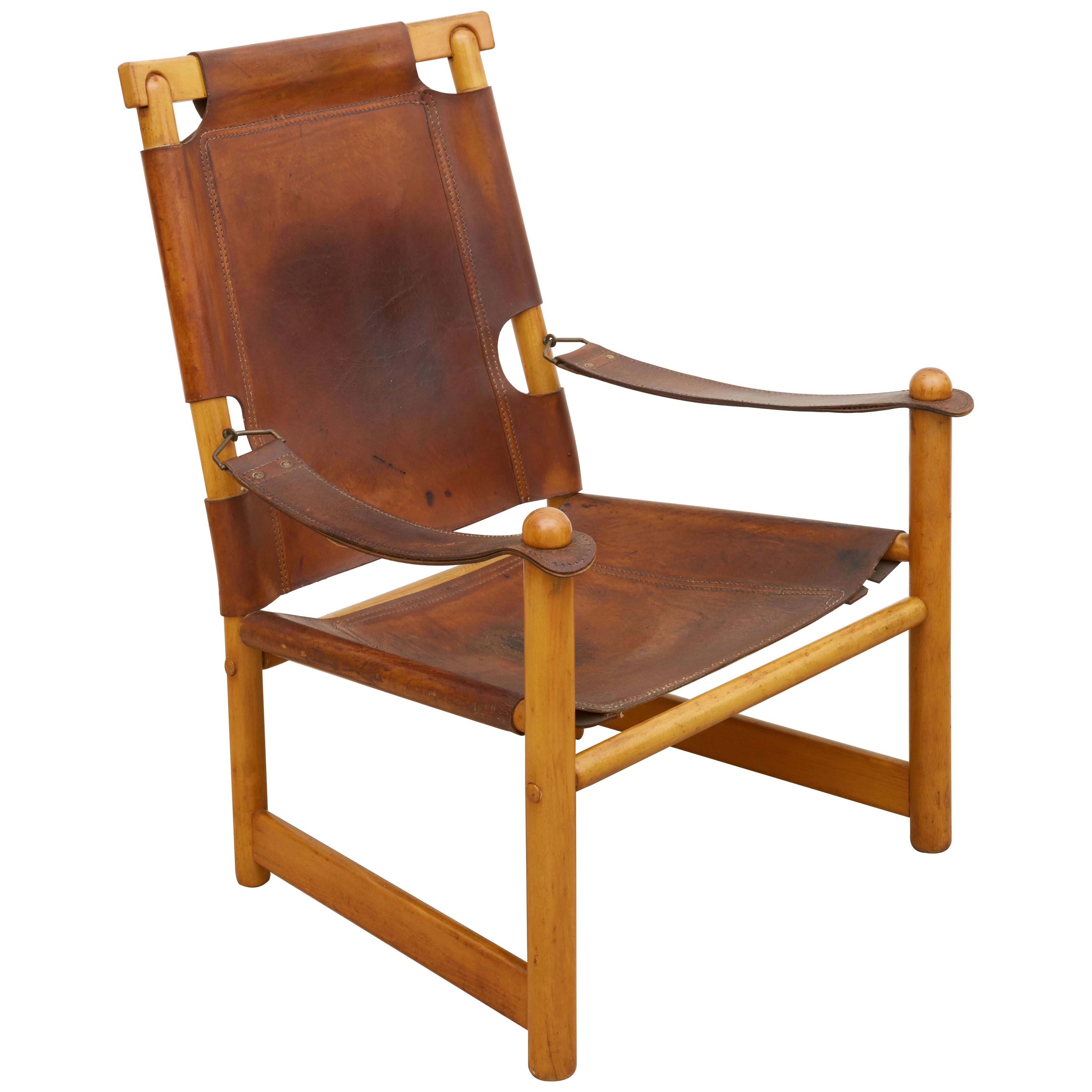 Scandinavian Leather Sling Chair