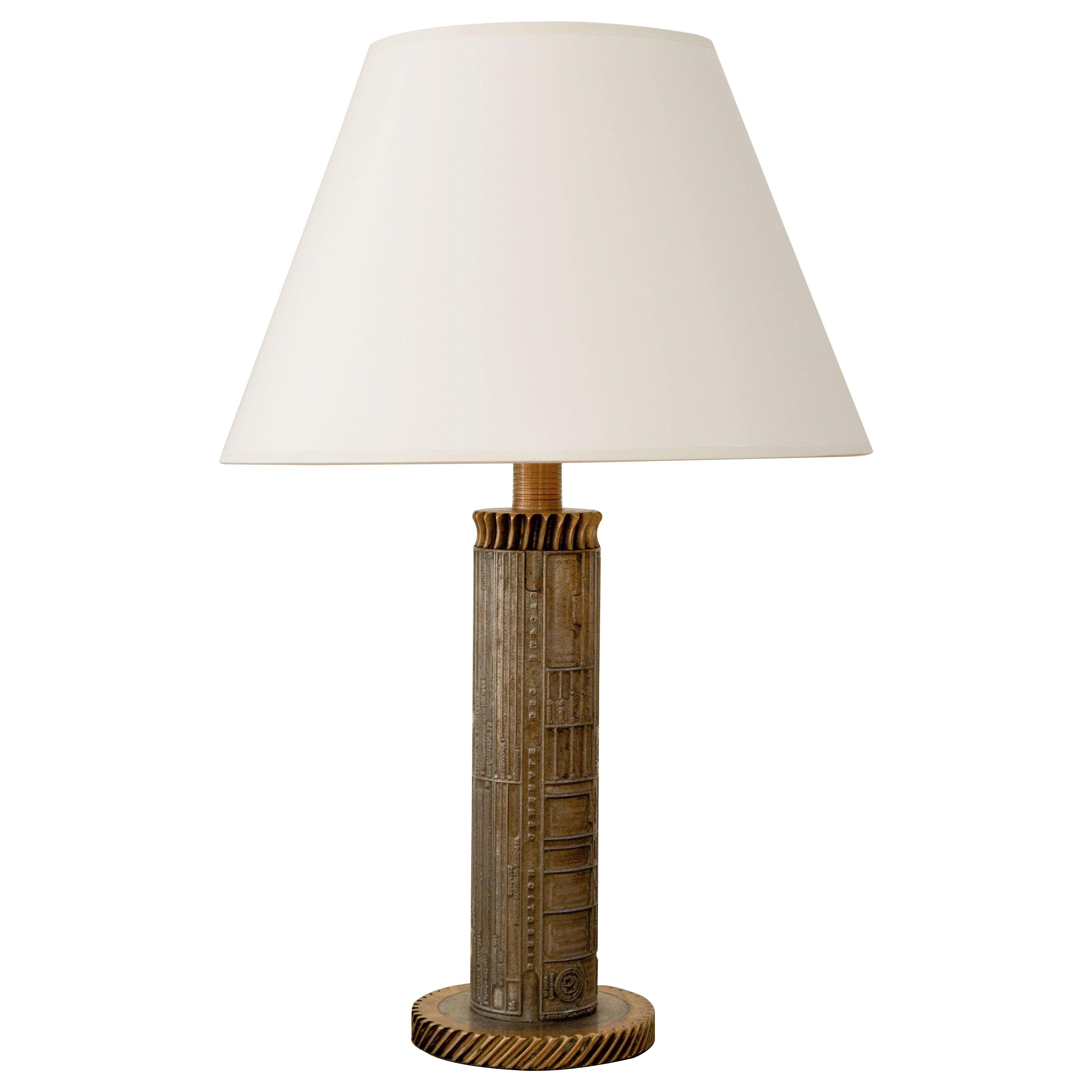 French Industrial Print Wheelbase Table Lamp