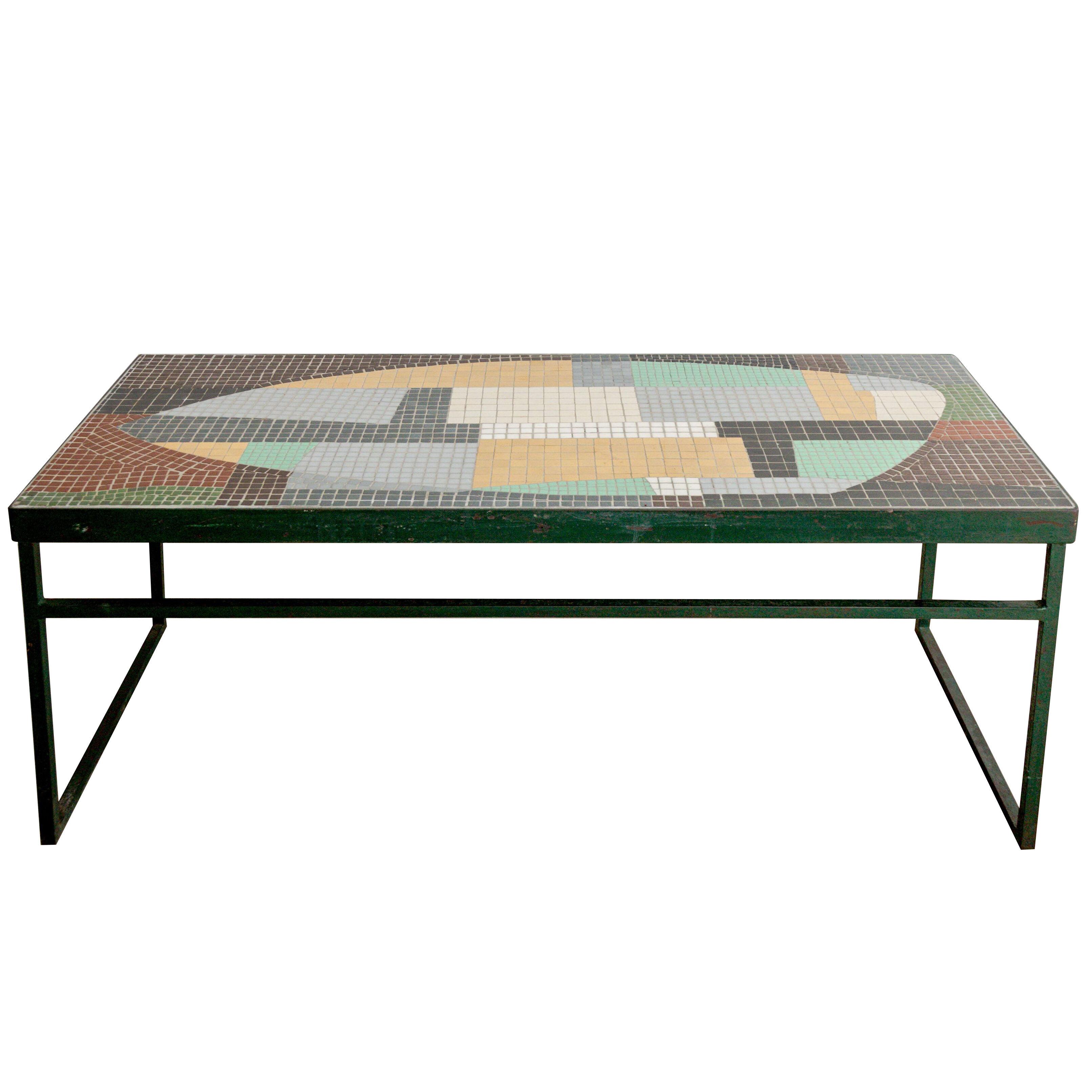 Glass Mosaic Tile Top Cocktail Table