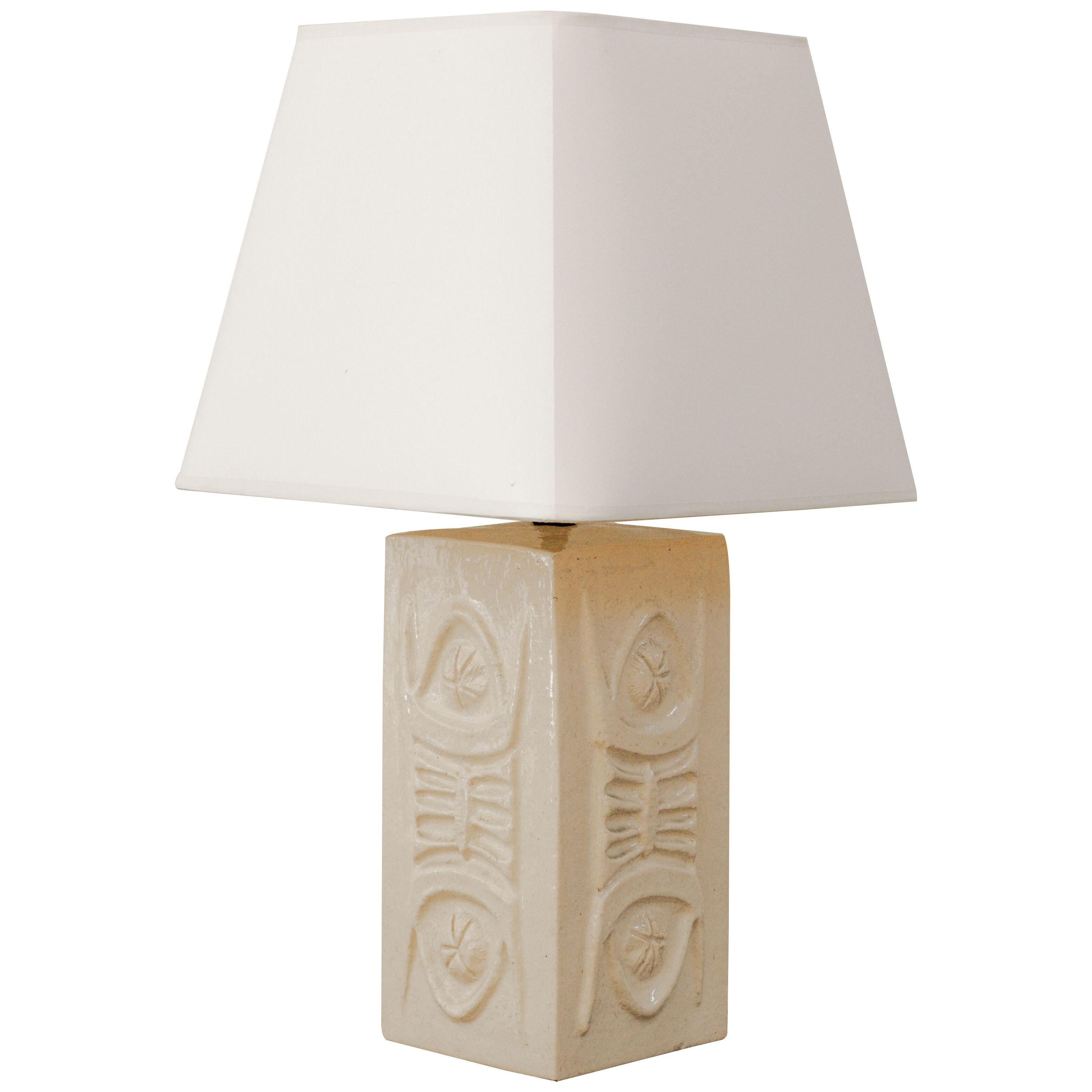 J. Rulo | Fossil Relief Creamware Table Lamp