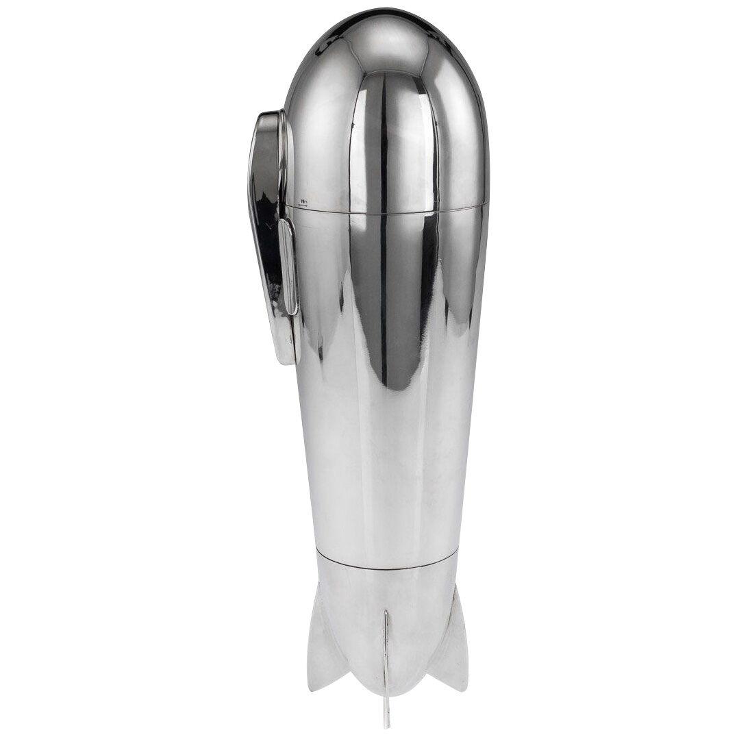 20thC Art Deco Silver Plated Zeppelin Cocktail Shaker c.1930