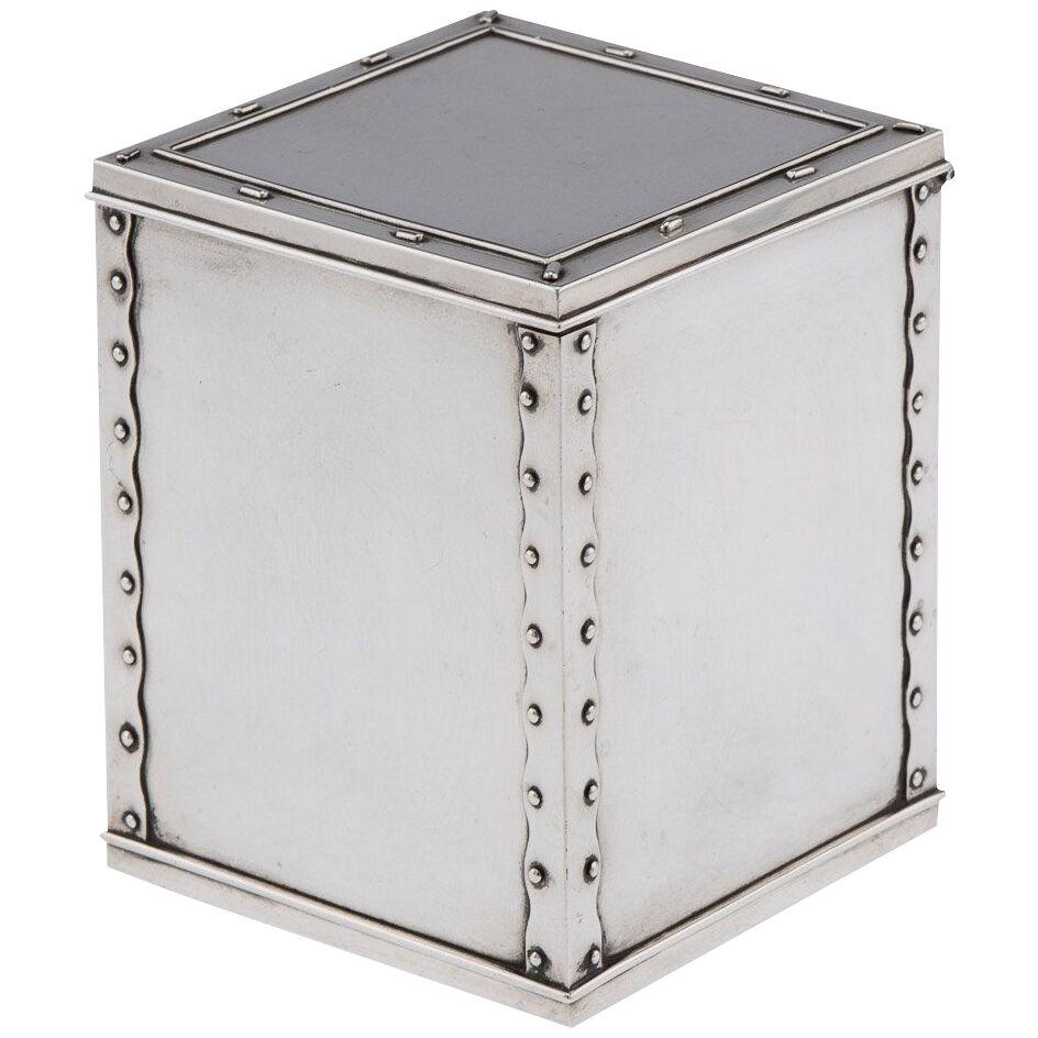 Antique 19th C Indian Solid Silver Tea Chest Shaped Caddy, Hamilton & Co, c.1860