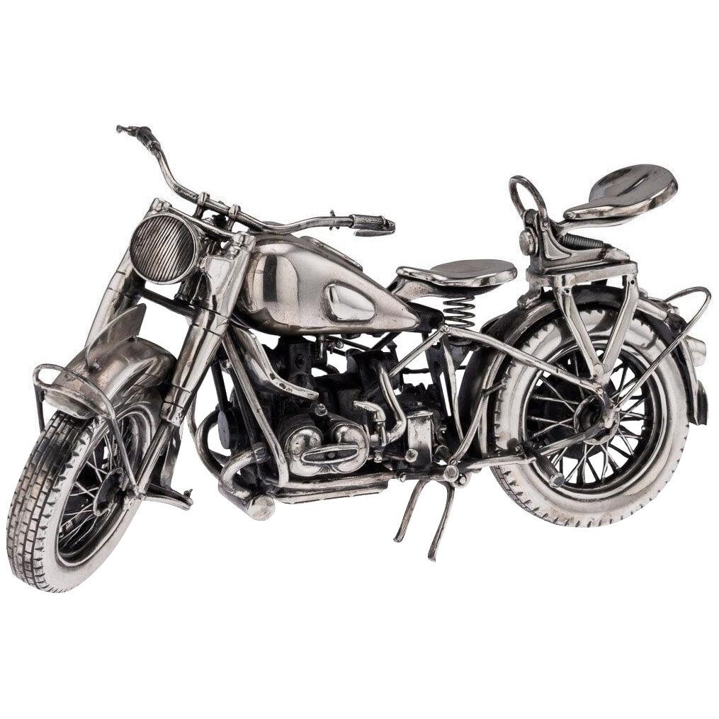 20th Century Italian Solid Silver Model Of A BMW R75 Motorcycle, c.1960
