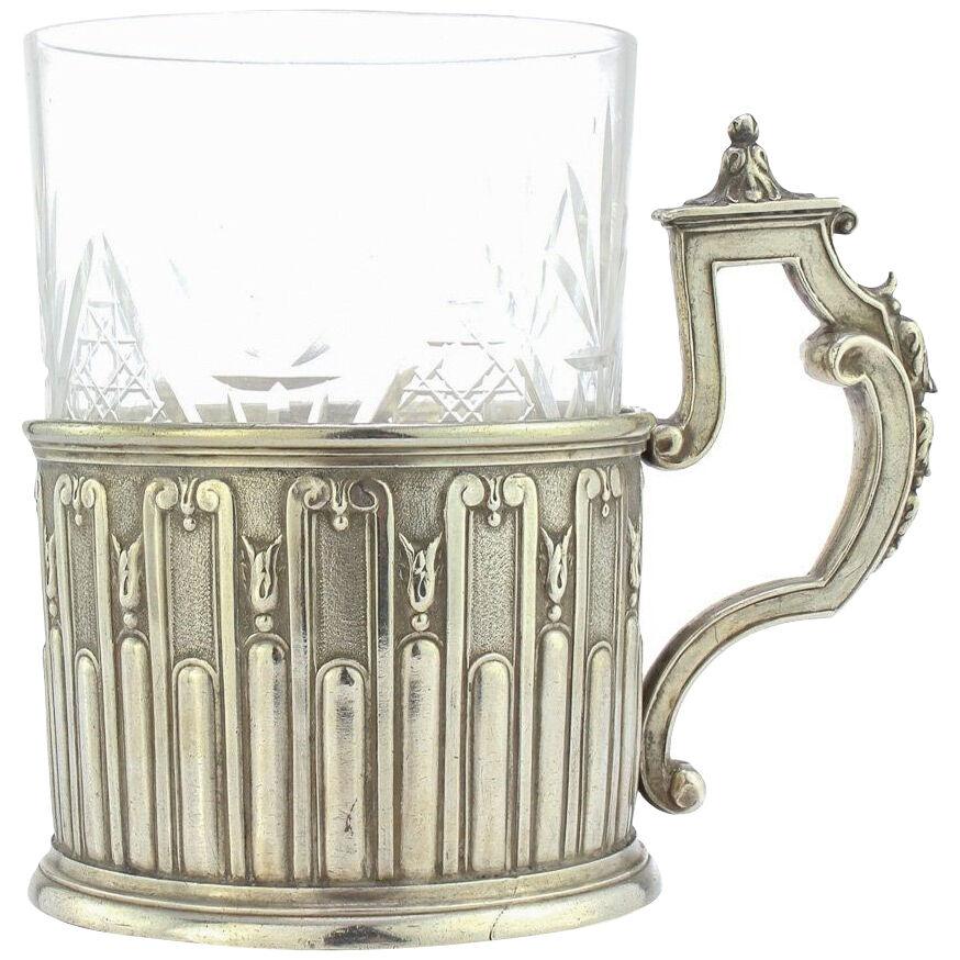 20thC Russian Faberge Solid Silver Tea Glass Holder, Moscow c.1900