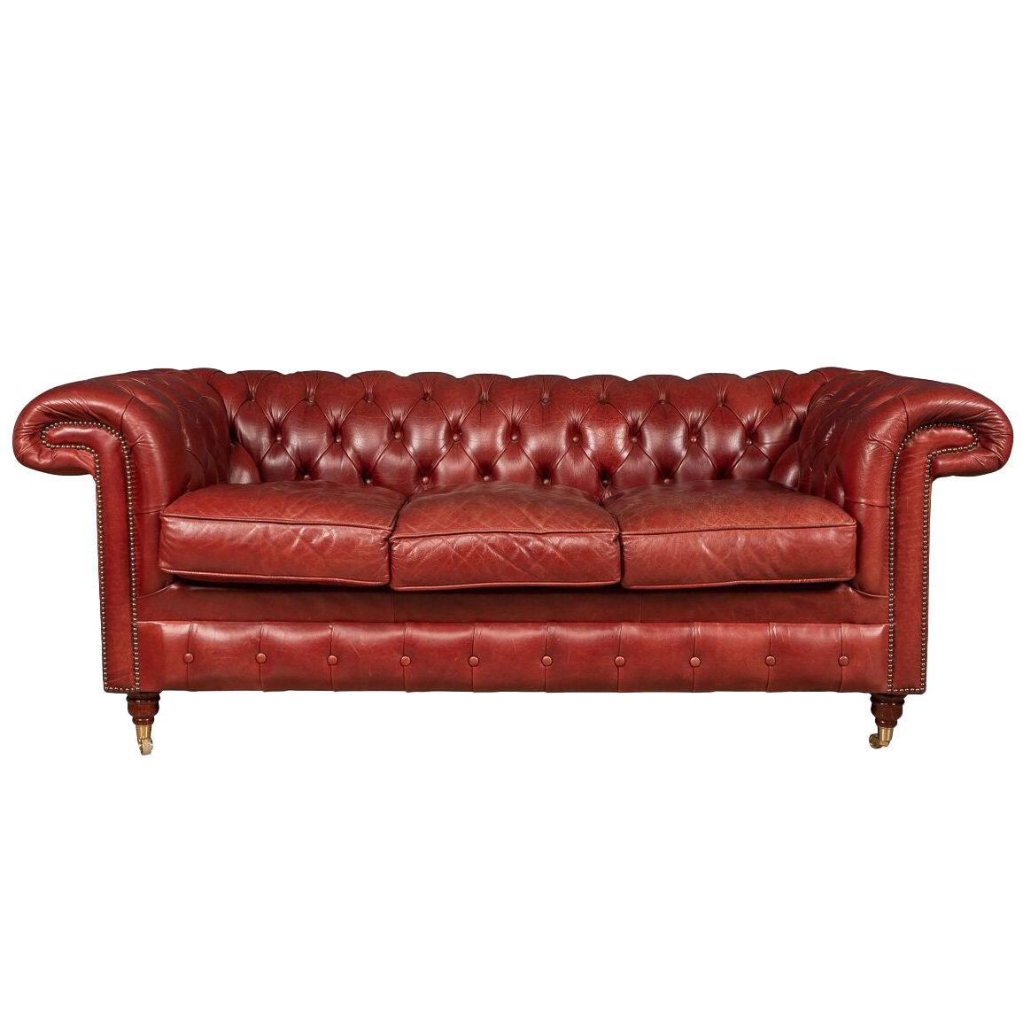 Superb 20th Century Chesterfield Three Seater Leather Sofa C.1980
