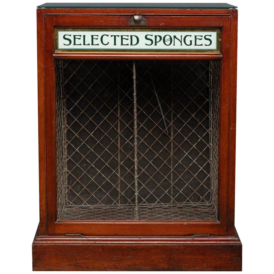 Antique 20th Century English 'Selected Sponges' Shop Display Cabinet c.1920