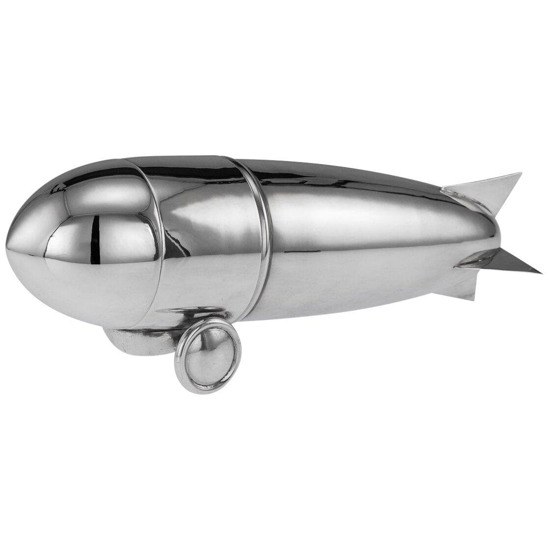 20thC Art Deco Silver Plated Zeppelin Cocktail Shaker