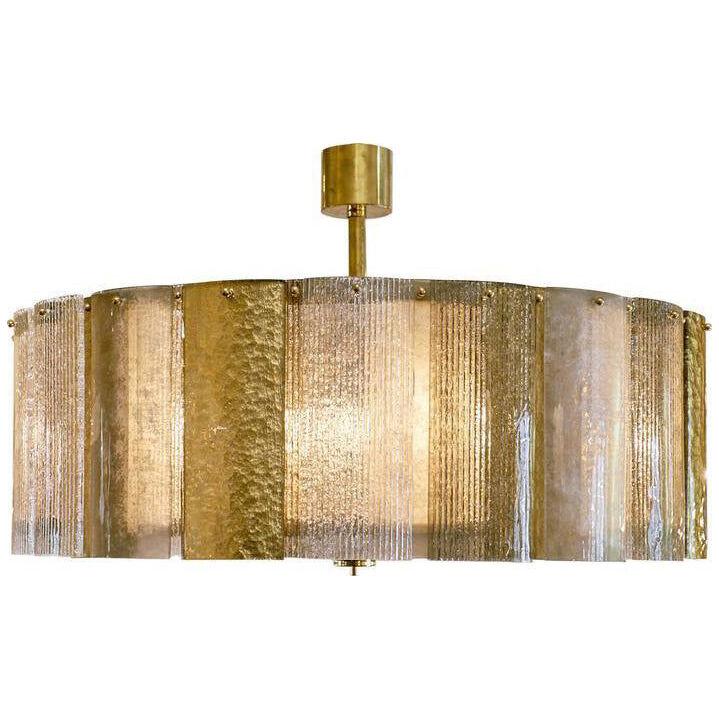 Murano Gold Leaf And Textured Glass Chandelier