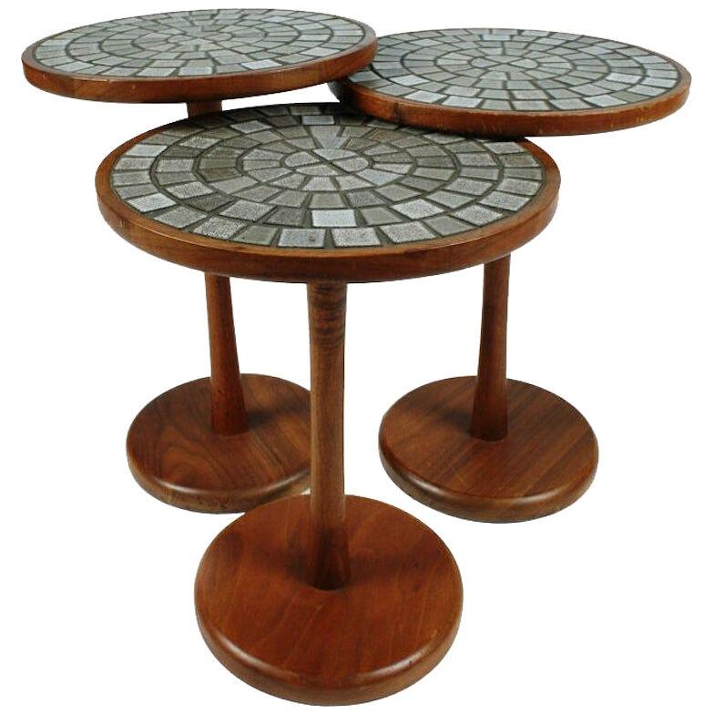 Set of Three Tile Top Occasional Tables by Gordon Martz