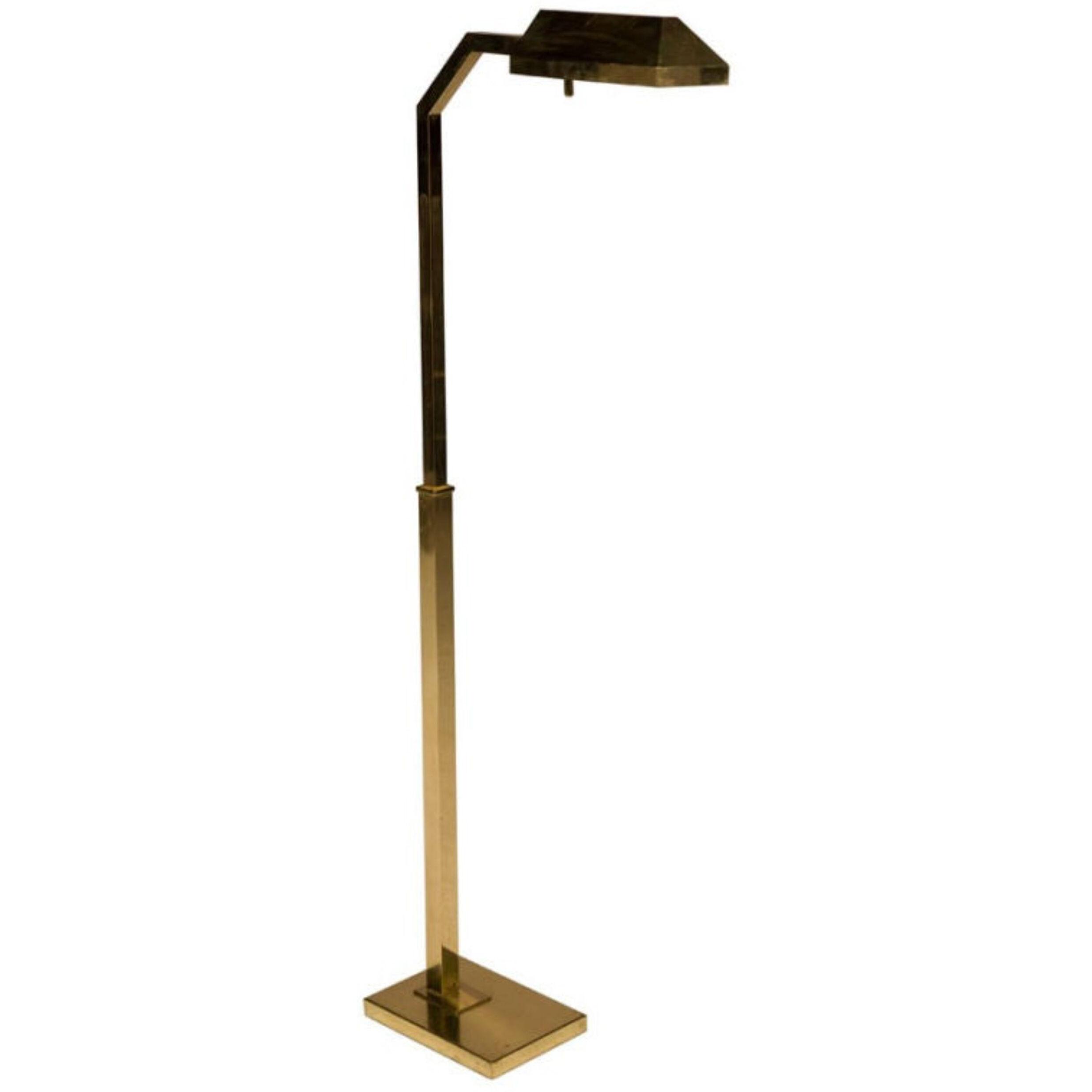 Polished Brass Adjustable Floor Reading Lamp by Chapman
