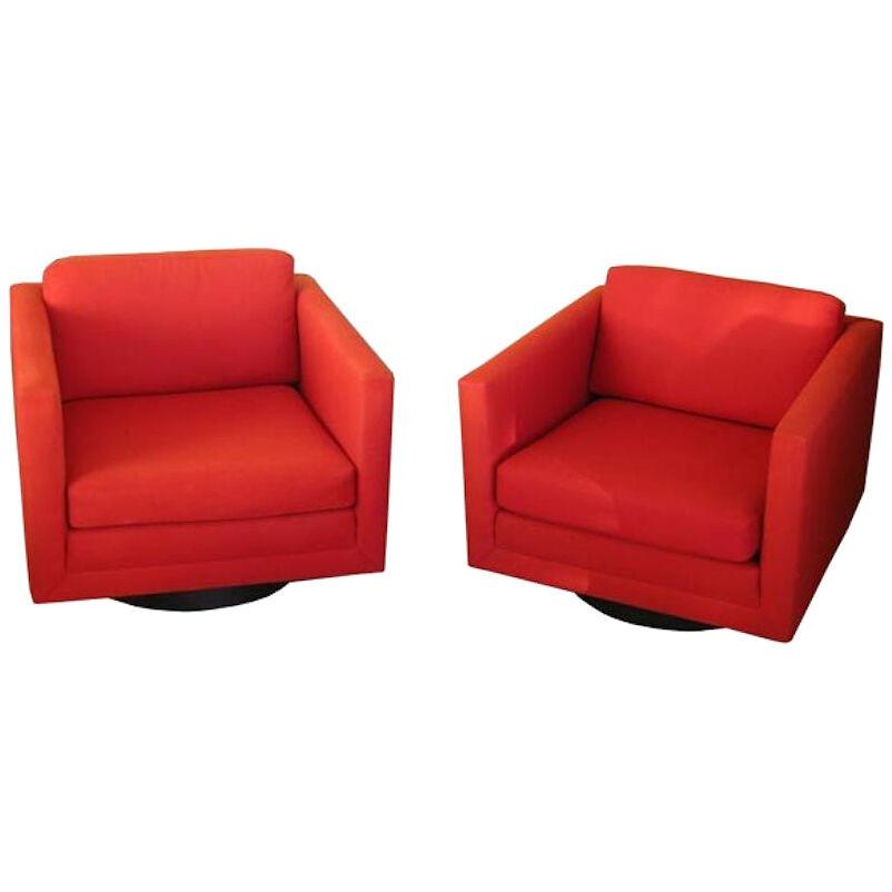 Pair of Mod Swivel Lounge Chairs by Harvey Probber