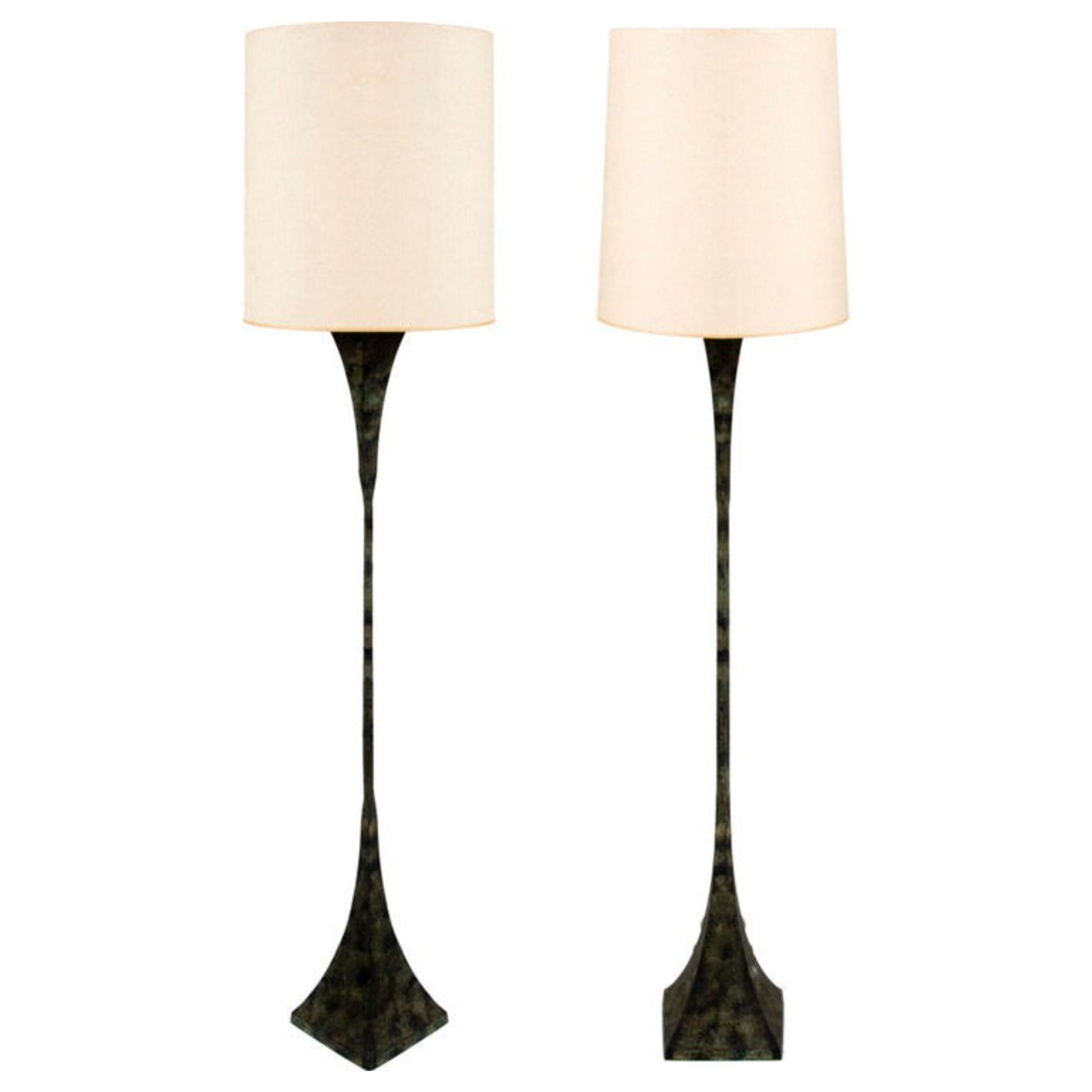 Pair of Verdigris Patinated Floor Lamps by Hansen