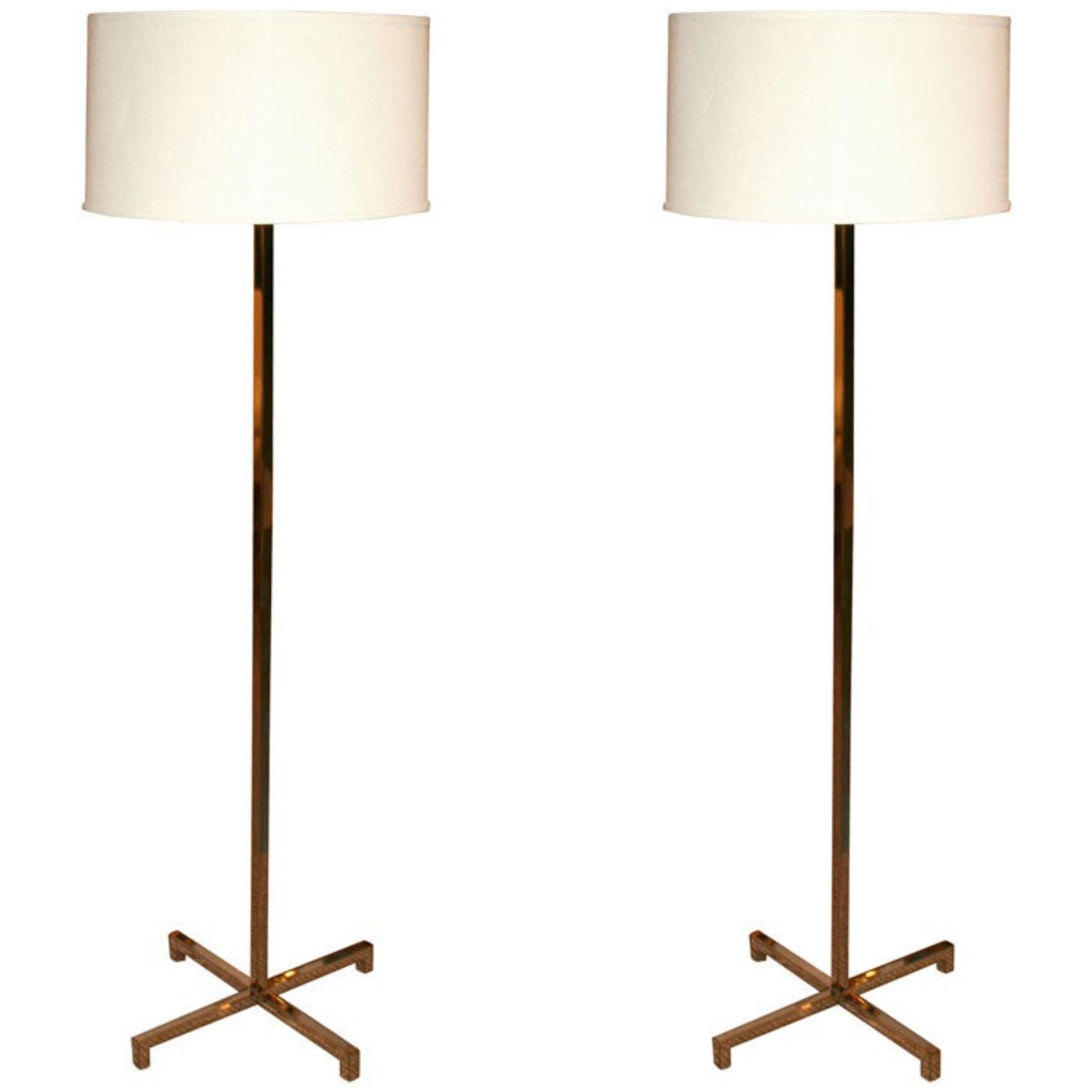 Pair of Cruciform Base Floor Lamps by Hansen, NYC