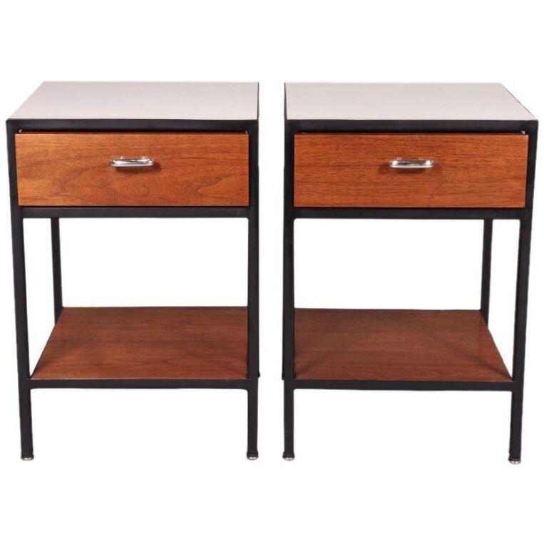 Pair of Steel-Framed Night Tables Model #4051 by George Nelson