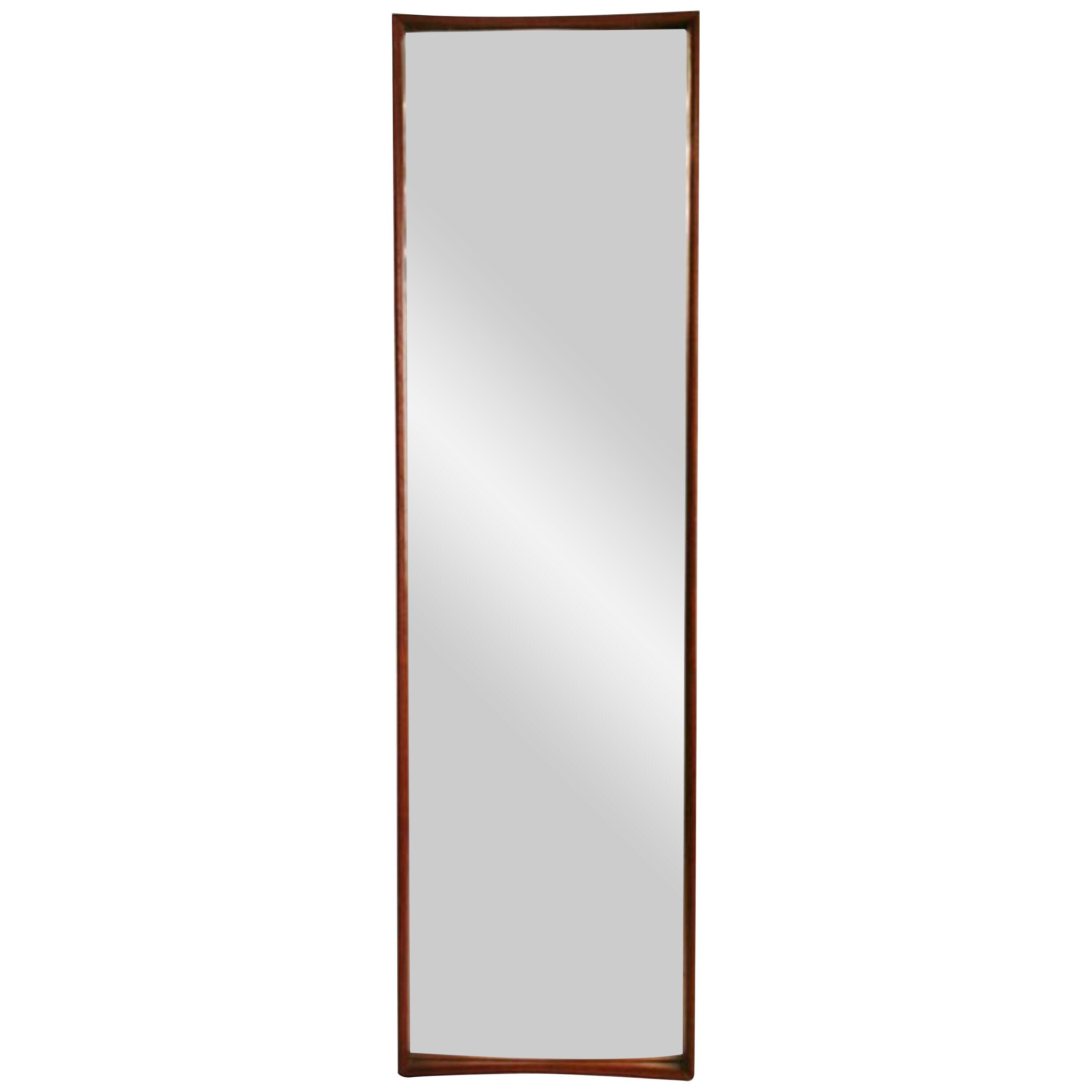 Swedish Tall Teak Framed Entry Mirror by AB Glas and Trä	